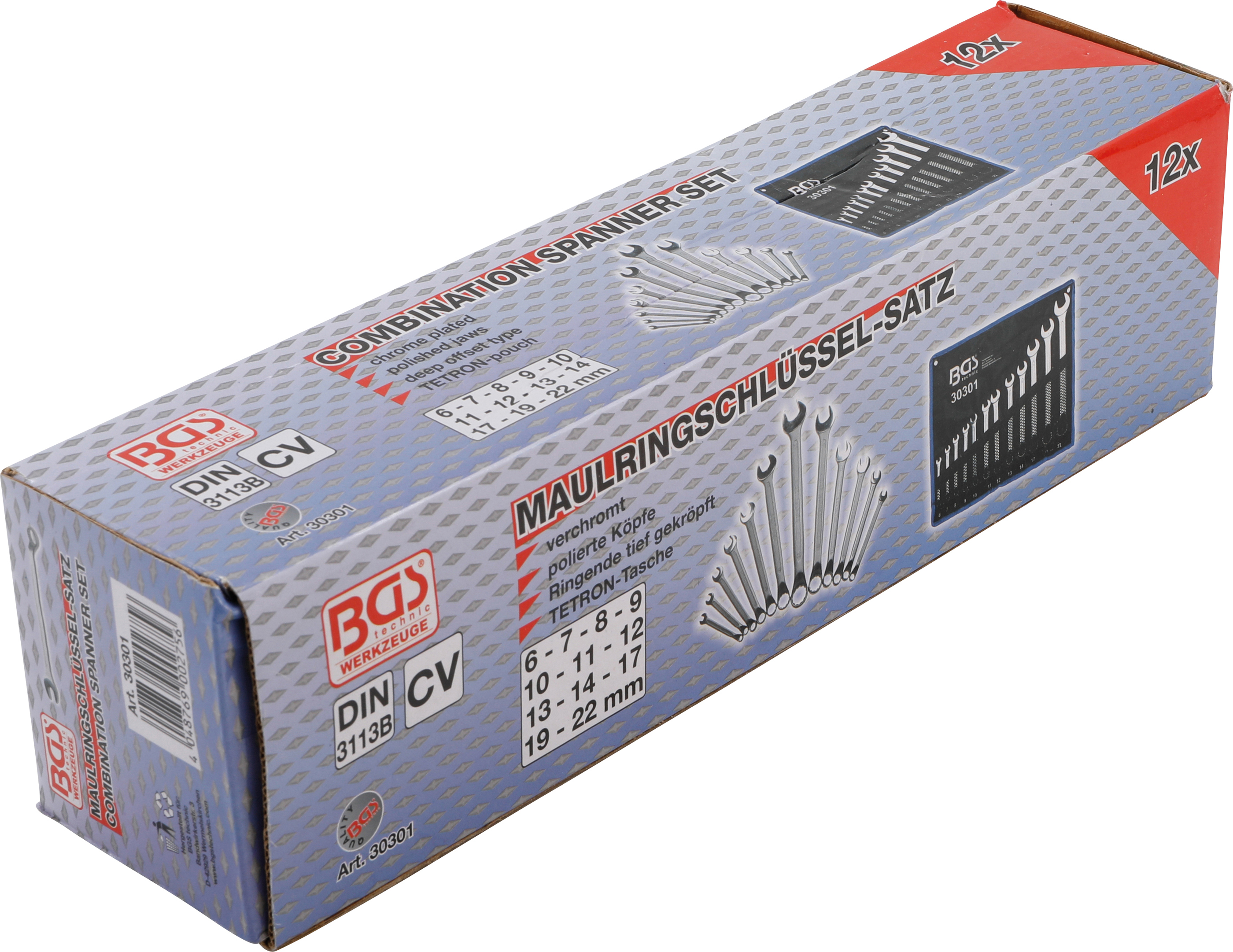 BGS Maul-Ringschlüssel-Satz | gekröpft | SW 6 - 22 mm | 12-tlg.