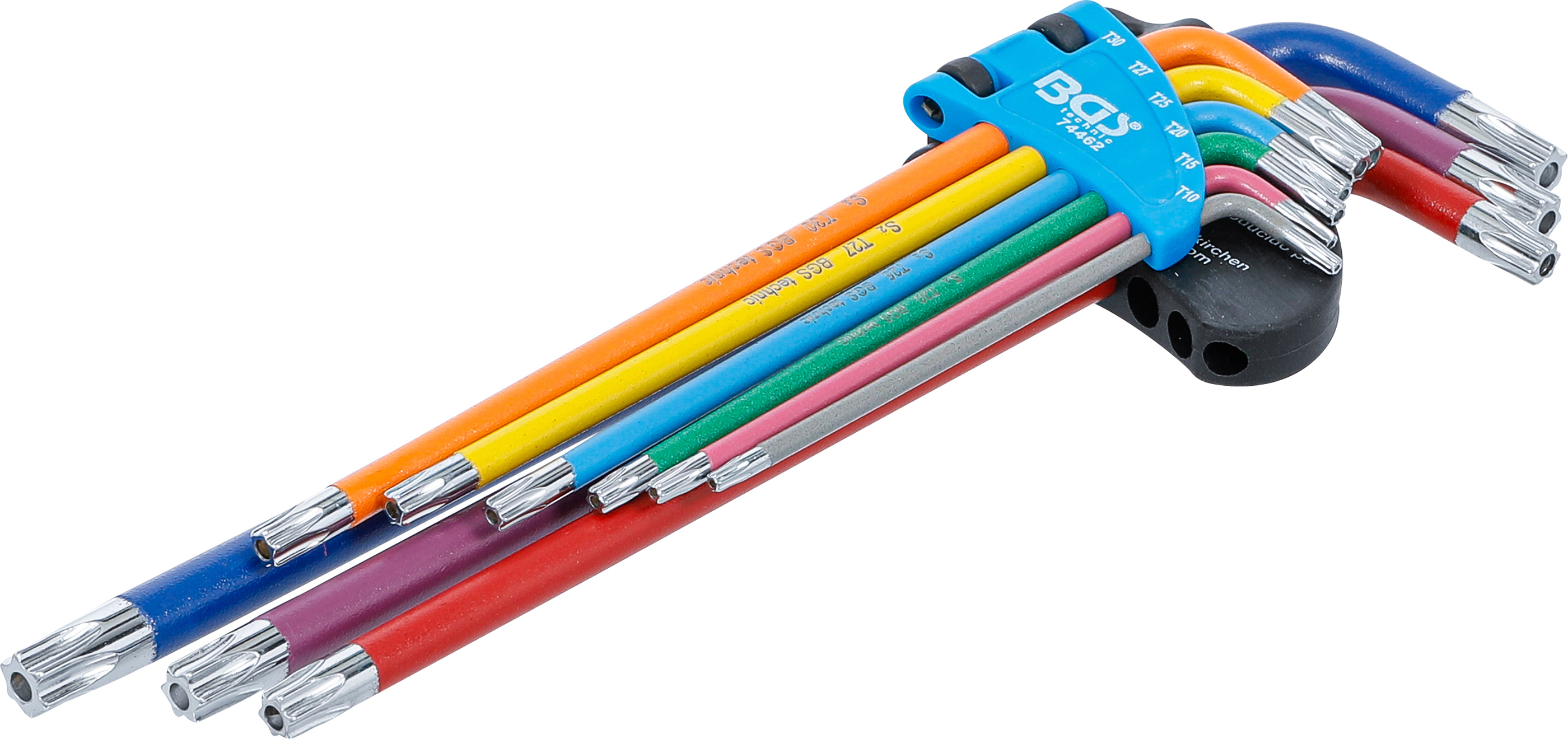 BGS Winkelschlüssel-Satz | Multicolour | extra lang | T-Profil (für Torx) mit Bohrung T10 - T50 | 9-tlg.