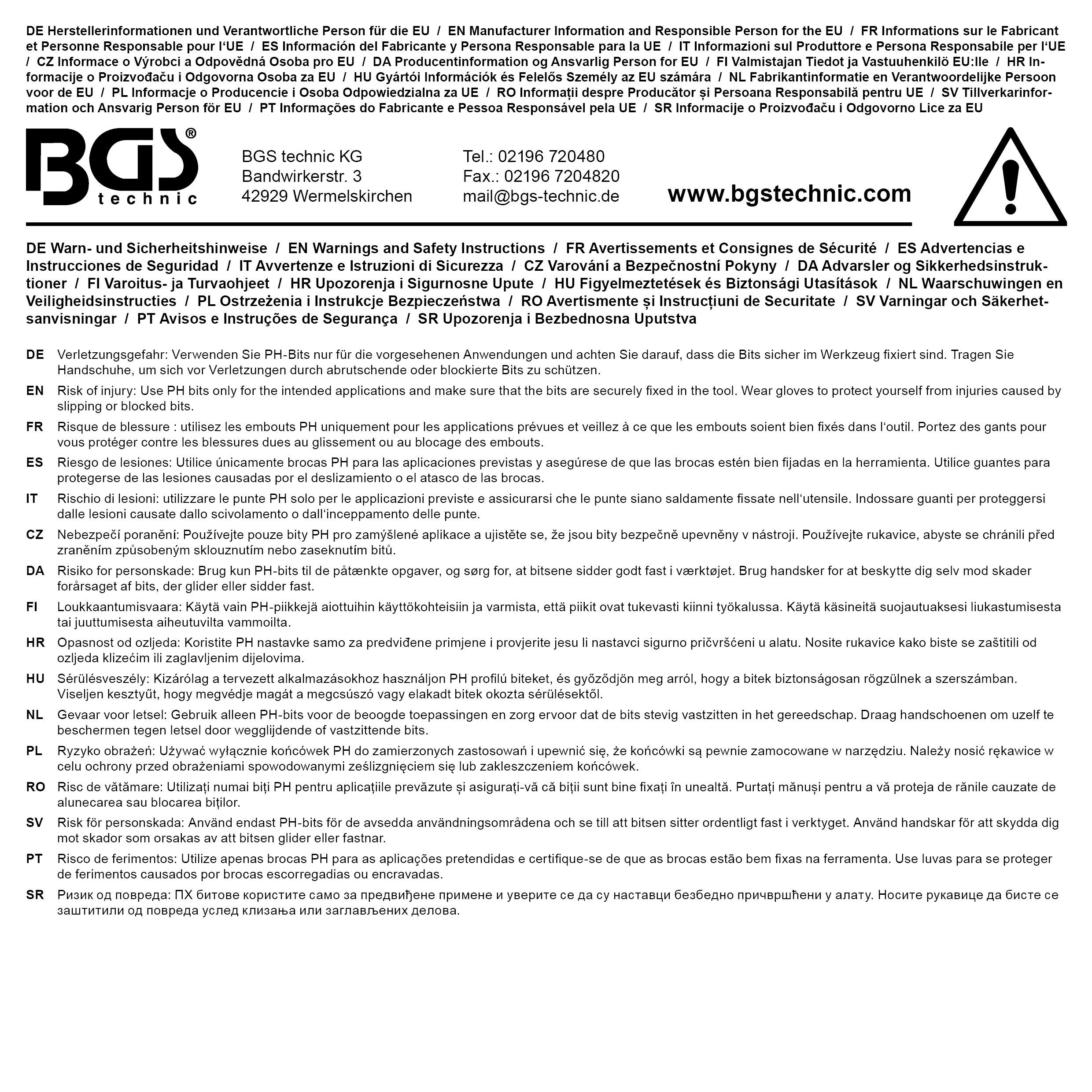 BGS Bit-Einsatz | Antrieb Innenvierkant 10 mm (3/8") | Kreuzschlitz PH1