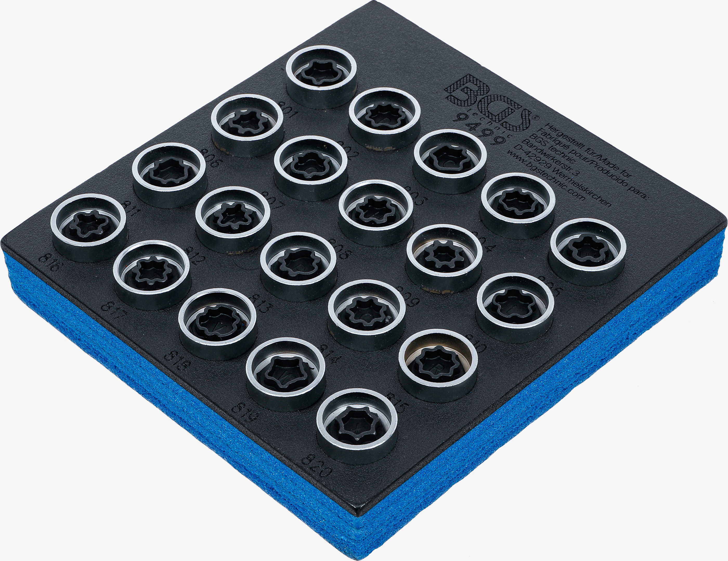 BGS Werkstattwageneinlage 1/6: Felgenschloss-Werkzeug-Satz für Audi | 20-tlg.