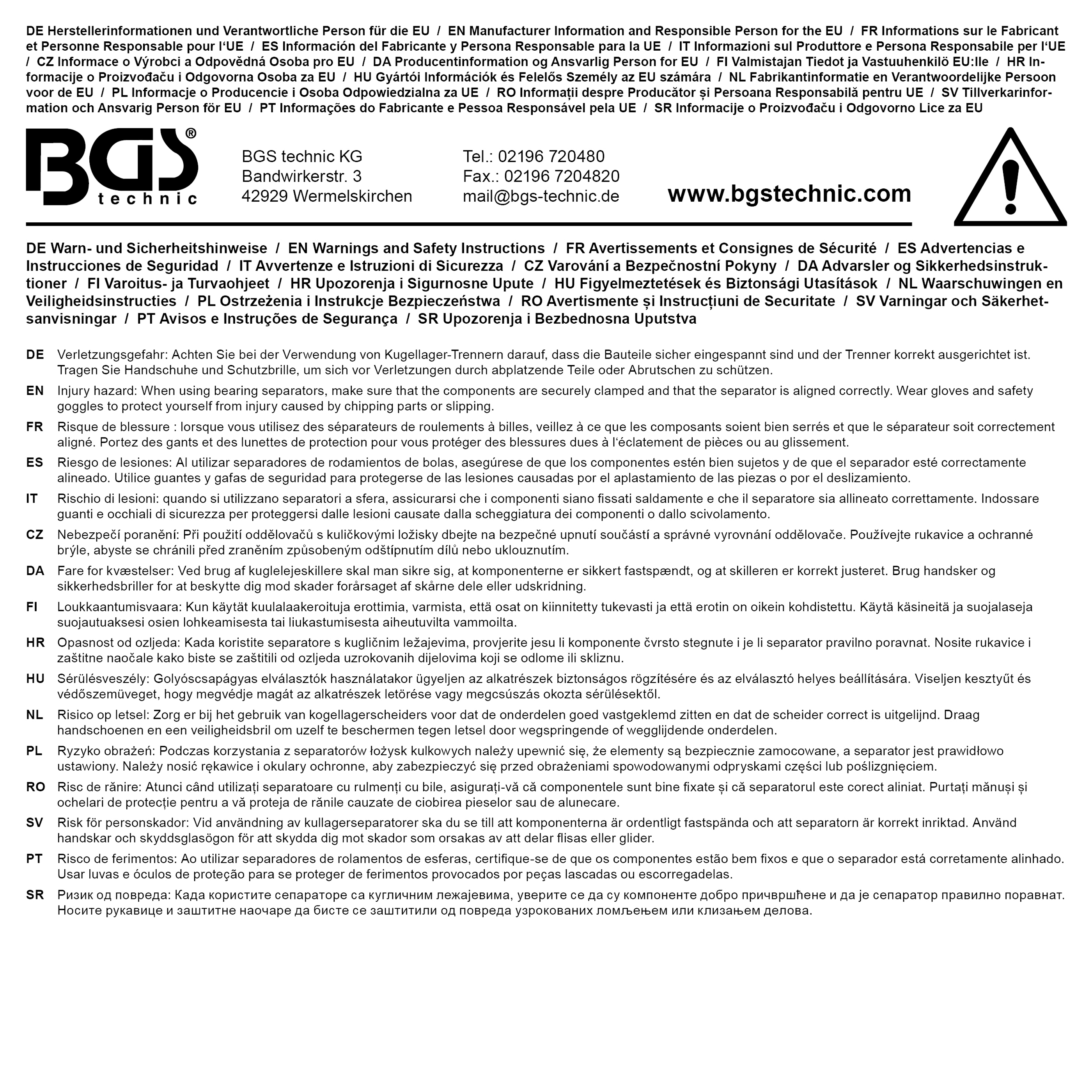 BGS Trennmesser für Kugellager | 12 - 62 mm