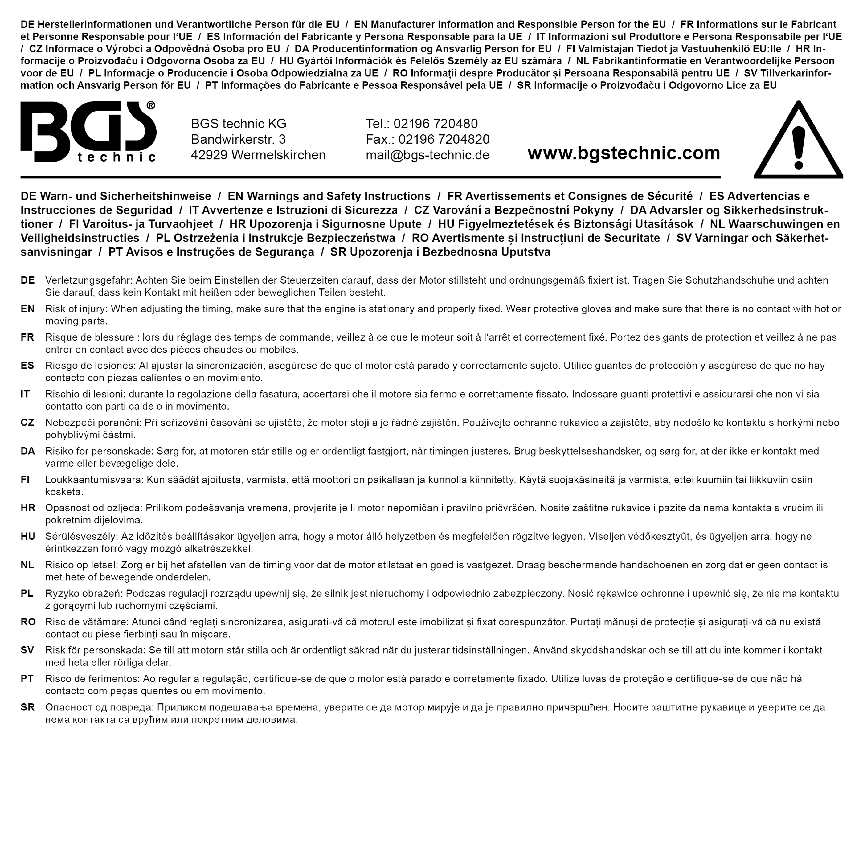 BGS Motor-Einstellwerkzeug-Satz | für VAG, Porsche EA839