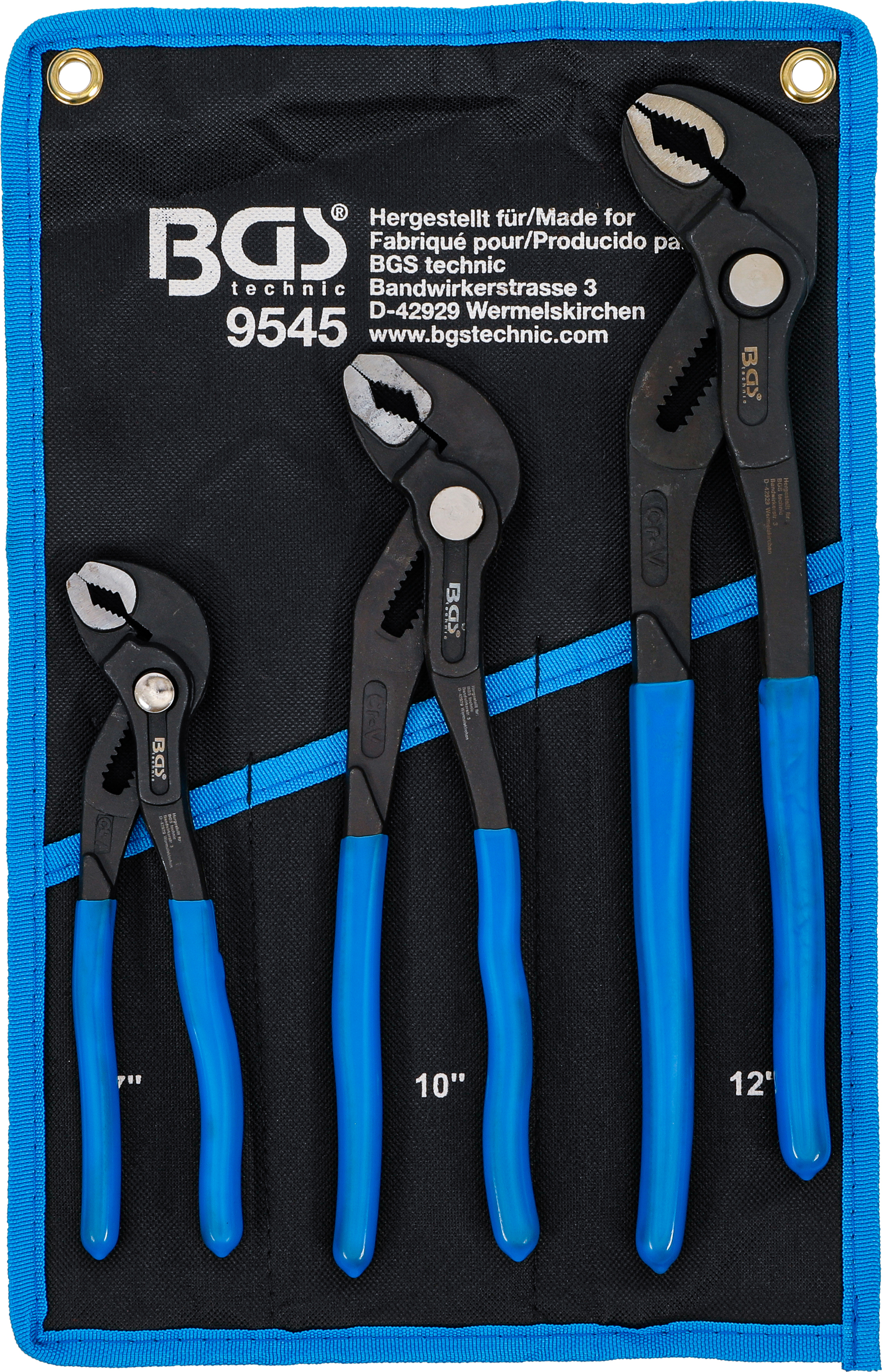 BGS Wasserpumpenzangen-Satz | arretierbar | 175 / 240 / 300 mm | 3-tlg.