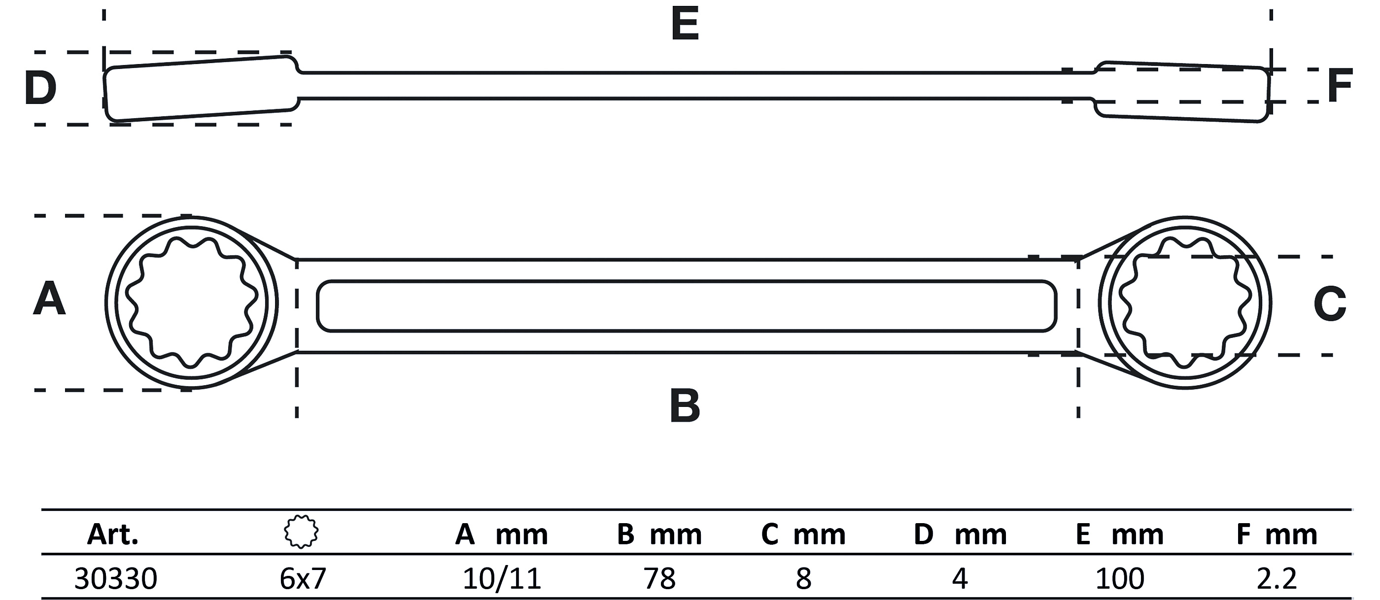 BGS Doppel-Ringschlüssel | extra flach | SW 6 x 7 mm