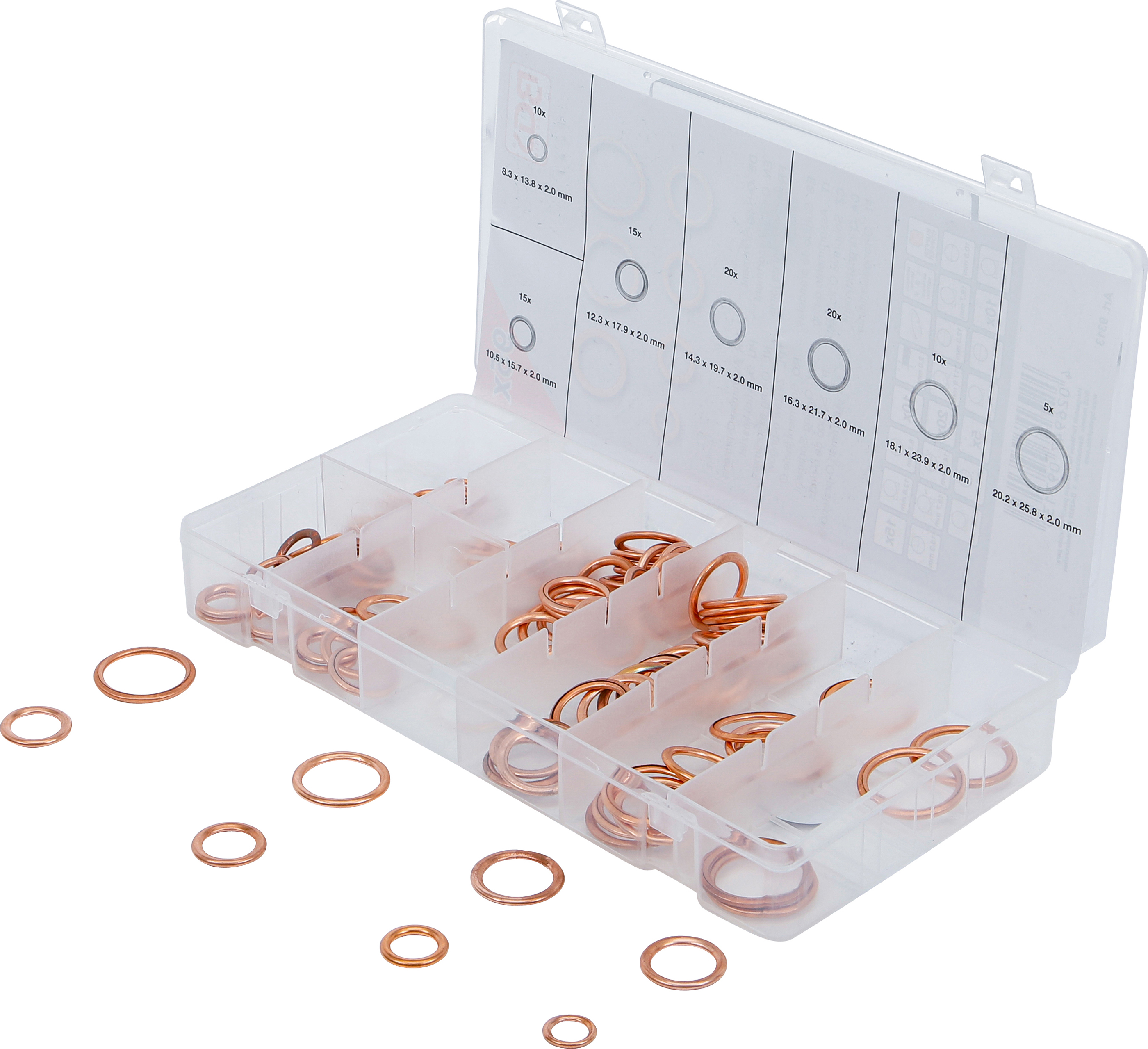 BGS O-Ring-Sortiment | Kupfer | Ø 6 - 20 mm | 95-tlg.