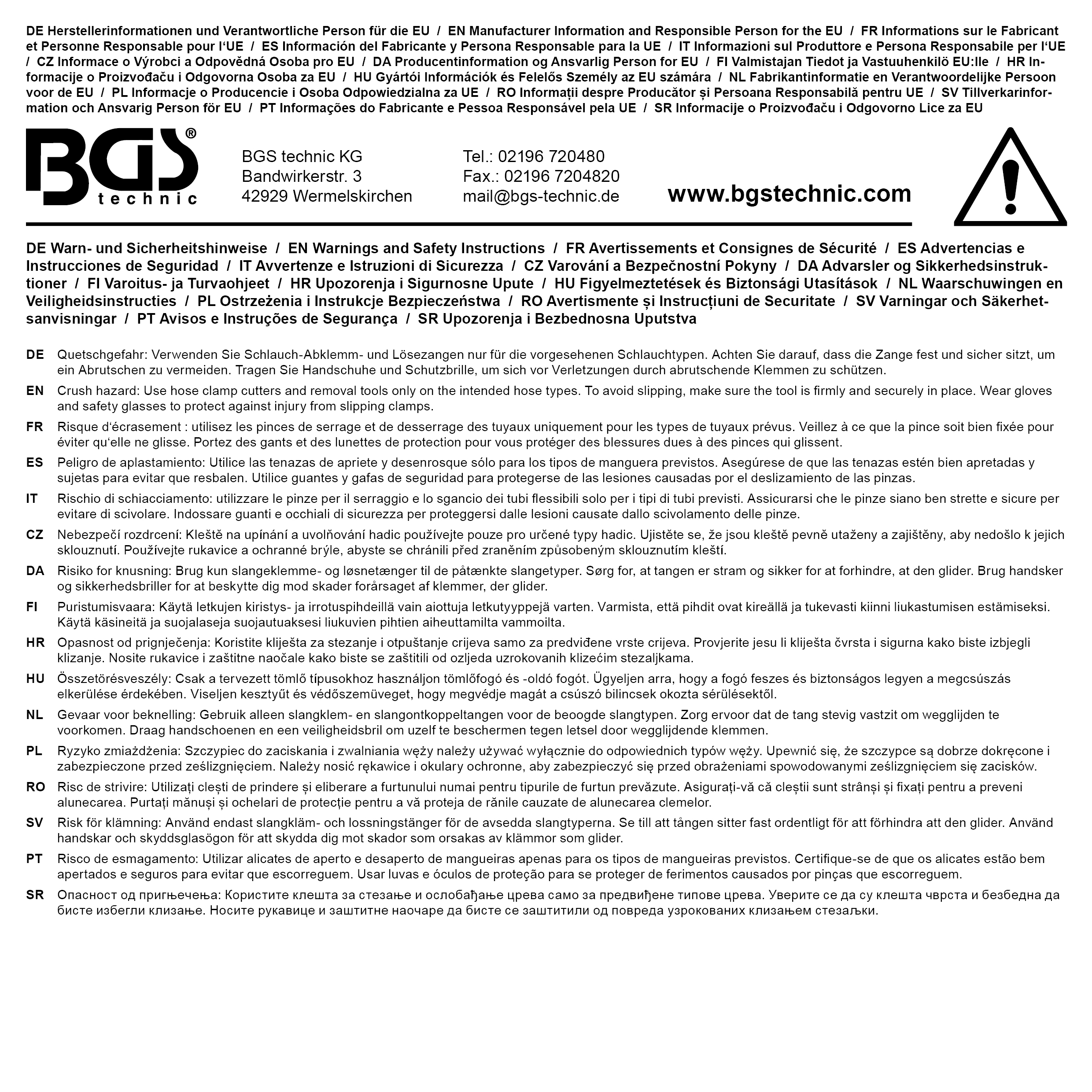 BGS Schlauch-Abklemmzange mit Arretierung | 220 mm