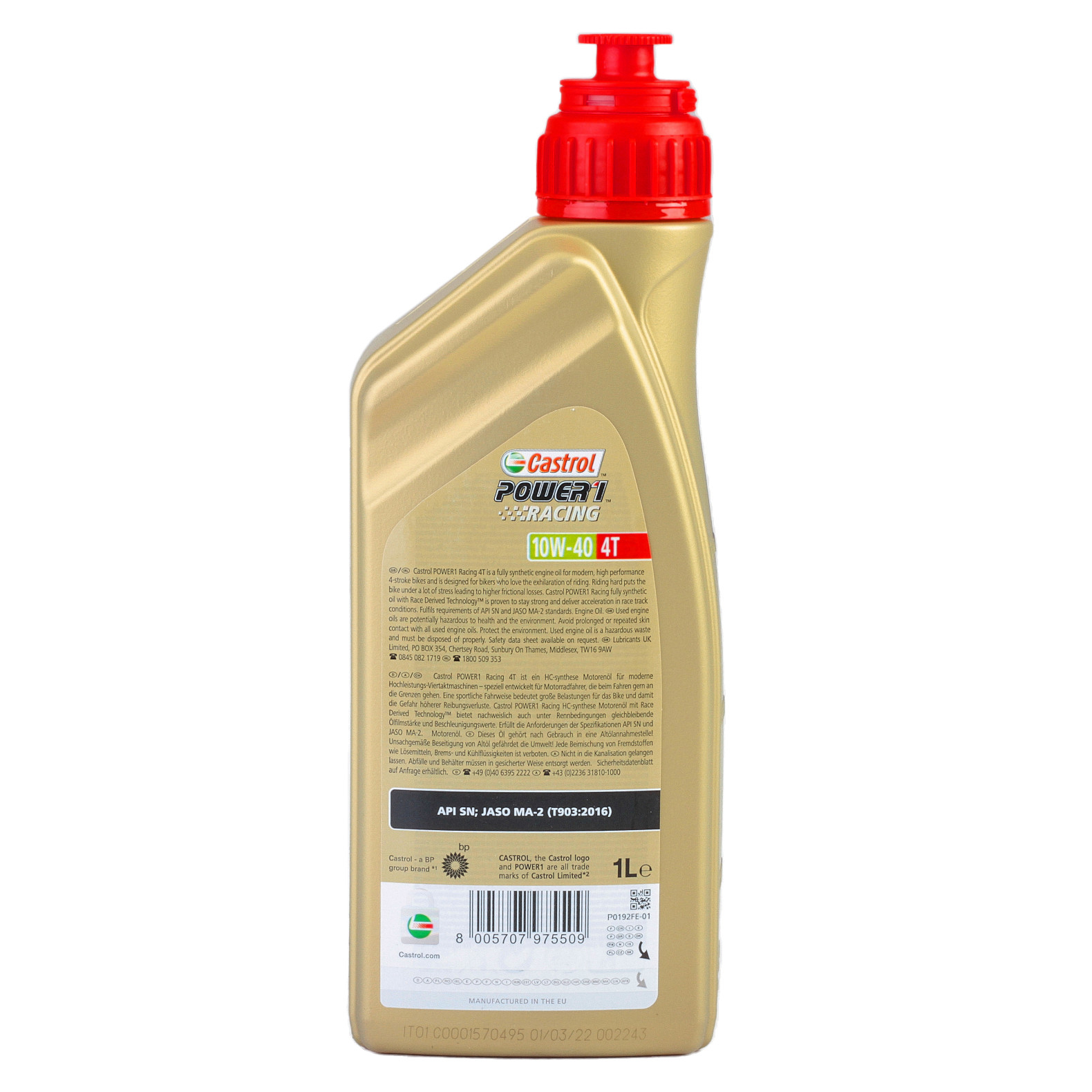 10W-40 Castrol Power 1 Racing Motorrad 4-Takt Motoröl 1 Liter
