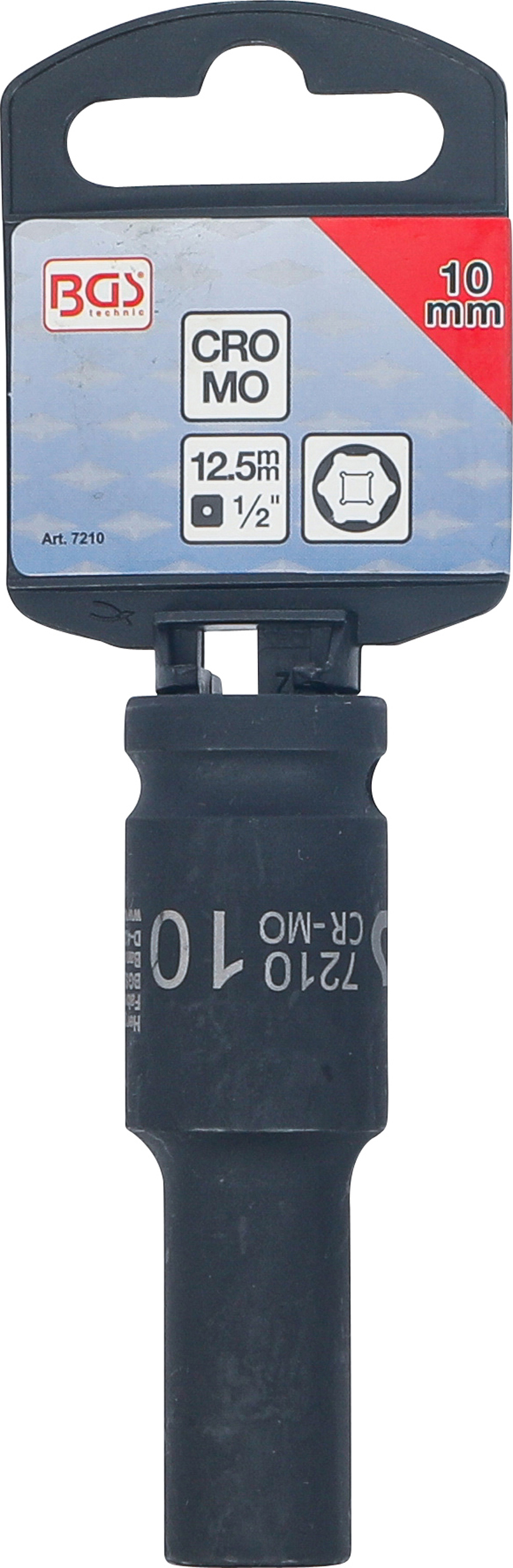 BGS Kraft-Steckschlüssel-Einsatz Sechskant, tief | Antrieb Innenvierkant 12,5 mm (1/2") | SW 10 mm