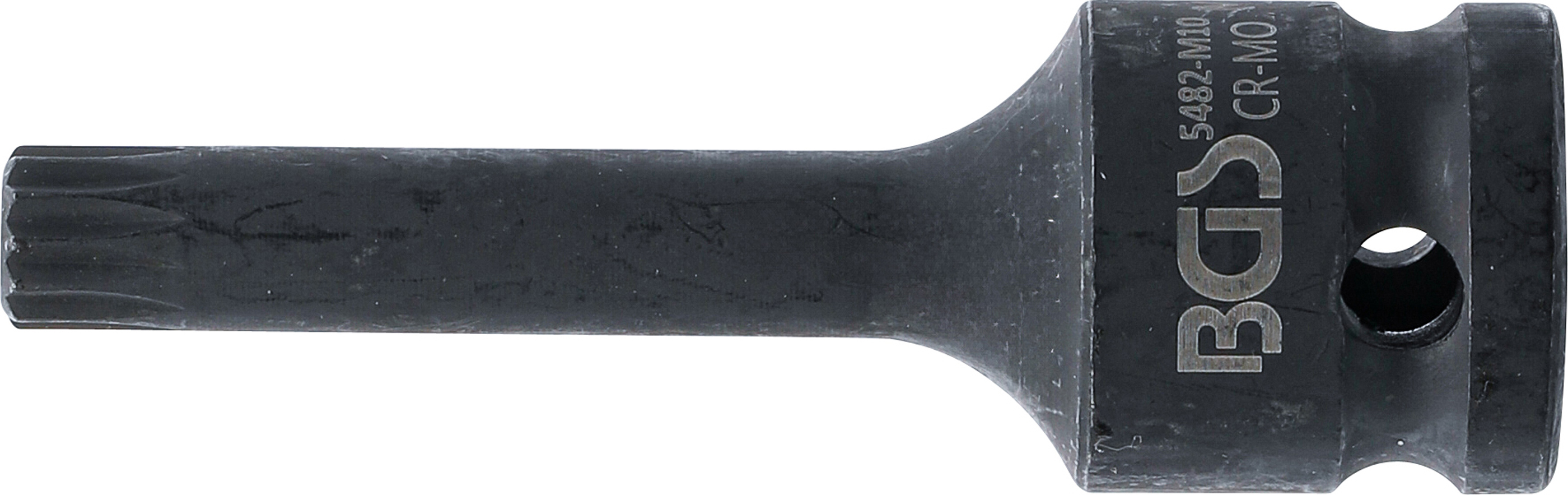 BGS Kraft-Bit-Einsatz | Länge 75 mm | Antrieb Innenvierkant 12,5 mm (1/2") | Innenvielzahn (für XZN) M10