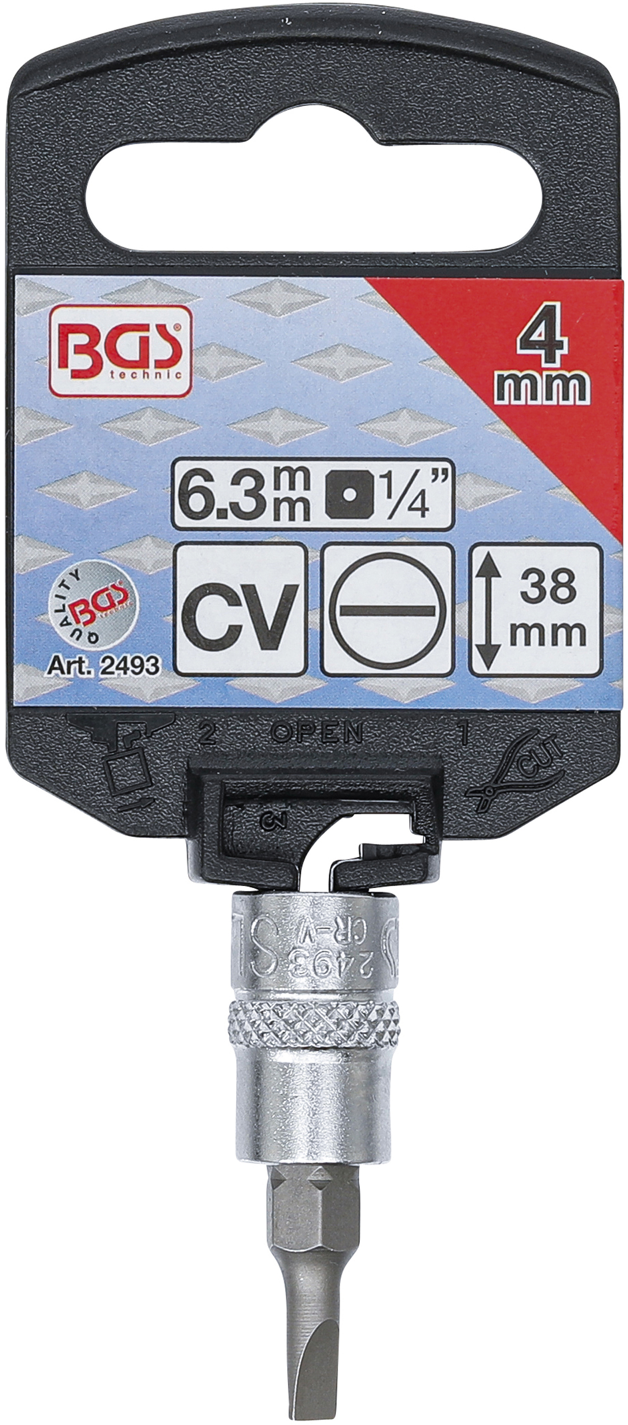 BGS Bit-Einsatz | Antrieb Innenvierkant 6,3 mm (1/4") | Schlitz 4 mm