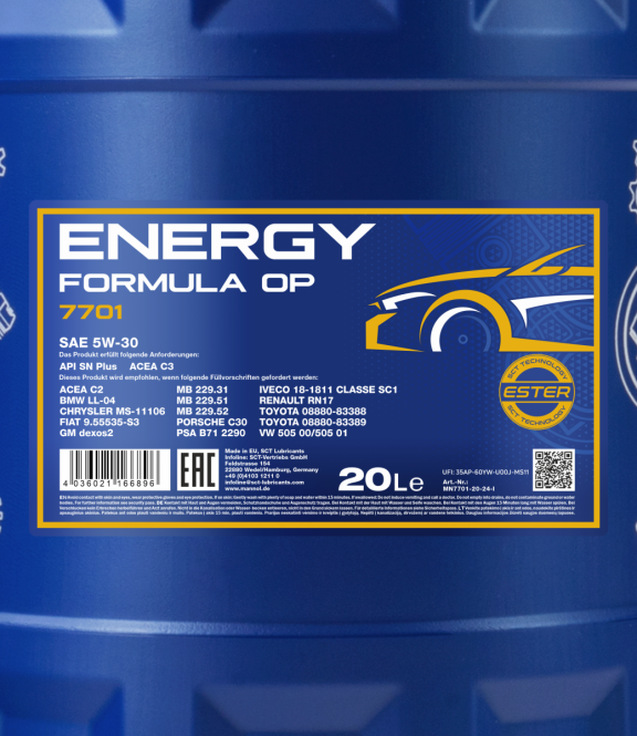 5W-30 Mannol 7701 Formula OP für Opel und GM Motoröl 20 Liter