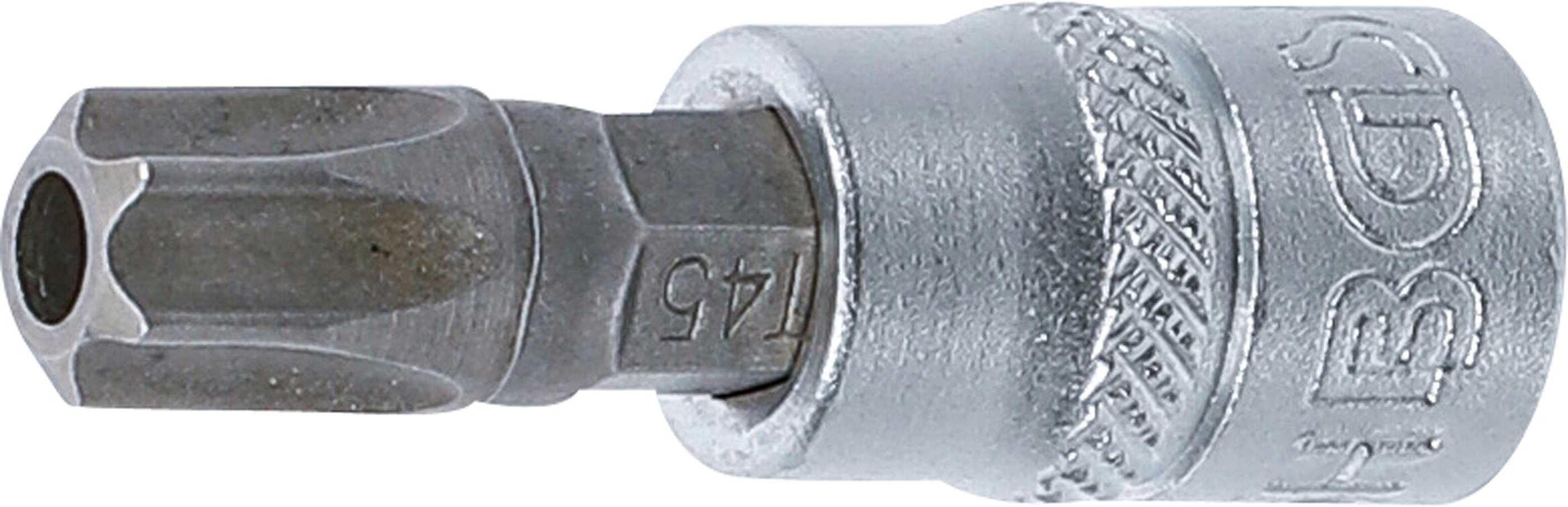 BGS Bit-Einsatz | Antrieb Innenvierkant 6,3 mm (1/4") | T-Profil (für Torx) mit Bohrung T45