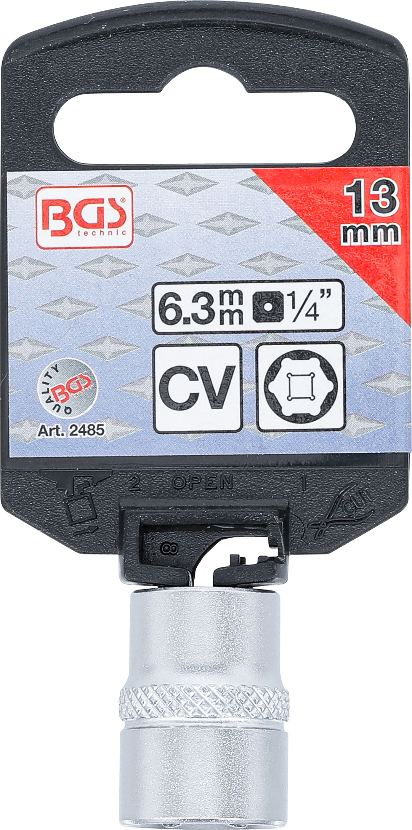 BGS Steckschlüssel-Einsatz Sechskant | Antrieb Innenvierkant 6,3 mm (1/4") | SW 13 mm