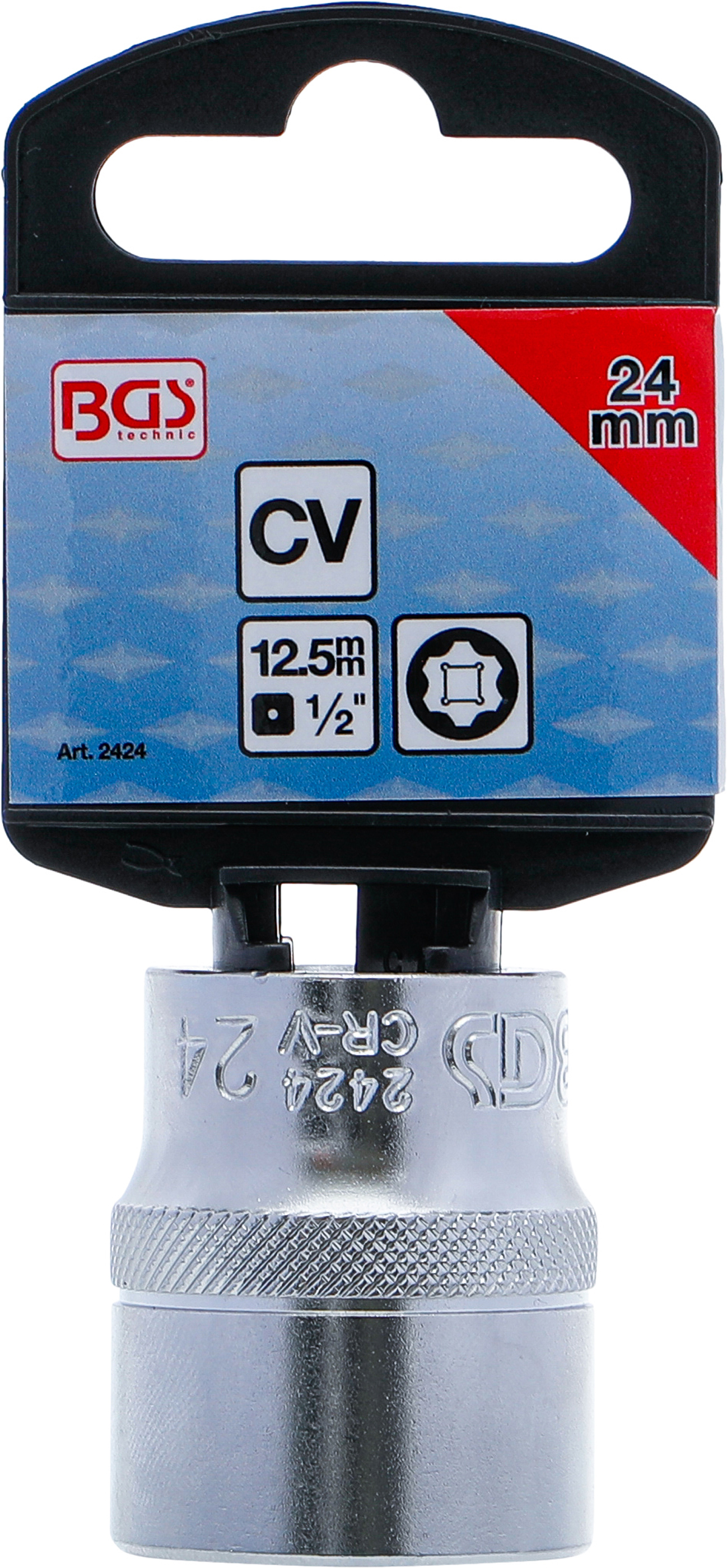 BGS Steckschlüssel-Einsatz Super Lock | Antrieb Innenvierkant 12,5 mm (1/2") | SW 24 mm