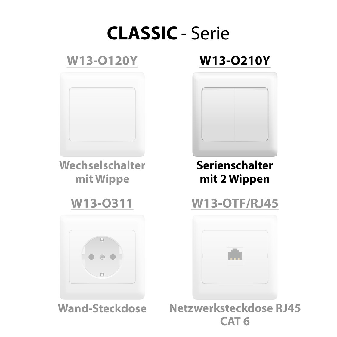 Arcas CLASSIC Serienschalter mit 2 Wippen Modell W13-O210Y