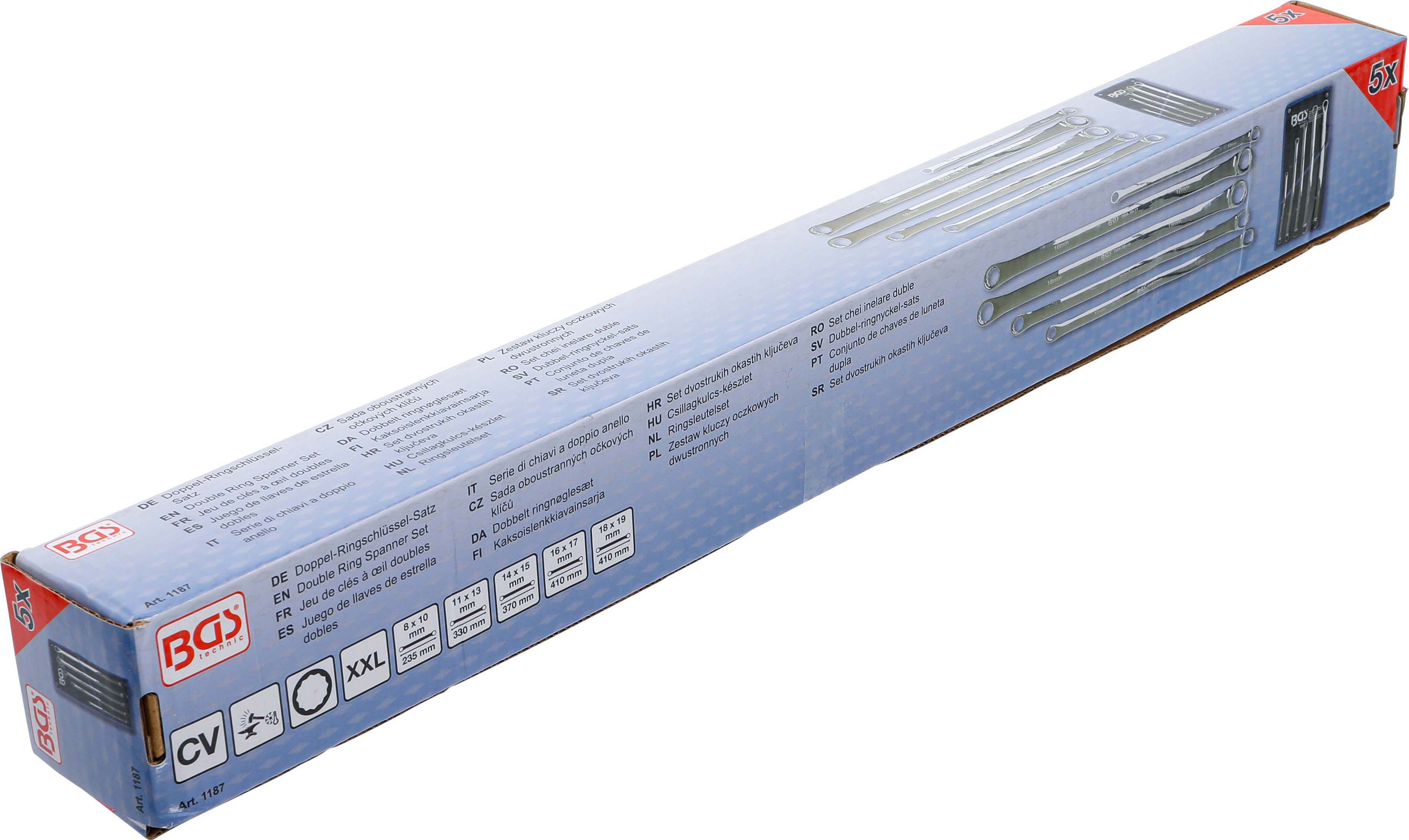 BGS Doppel-Ringschlüssel-Satz | extra lang | SW 8 - 19 mm | 5-tlg.