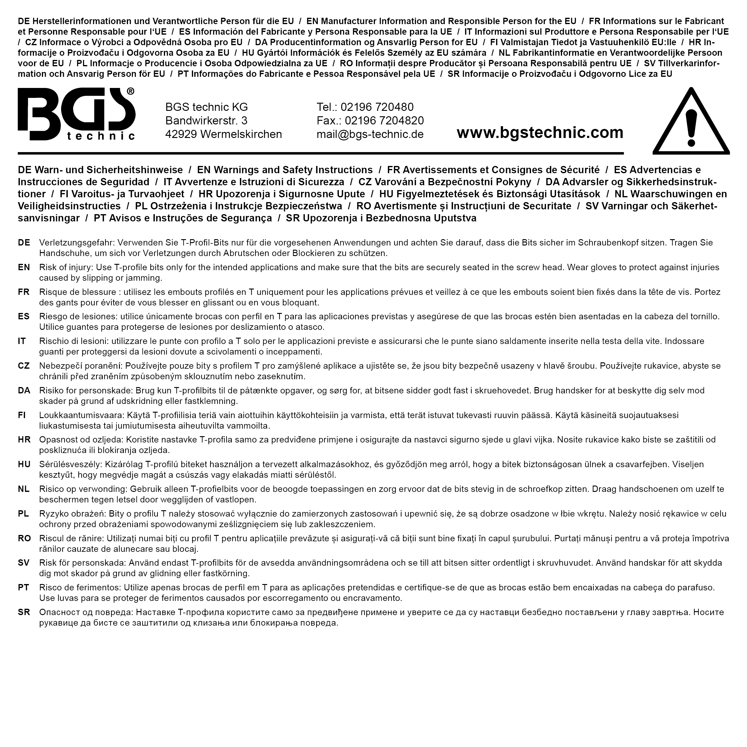BGS Bit-Einsatz | Länge 110 mm | Antrieb Innenvierkant 12,5 mm (1/2") | T-Profil (für Torx) mit Bohrung T100