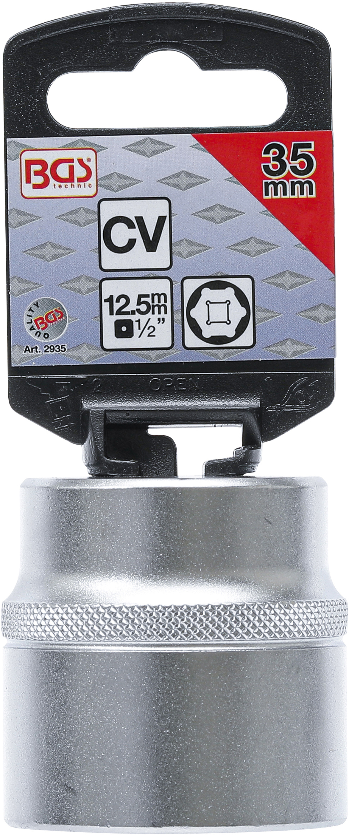 BGS Steckschlüssel-Einsatz Sechskant | Antrieb Innenvierkant 12,5 mm (1/2") | SW 35 mm