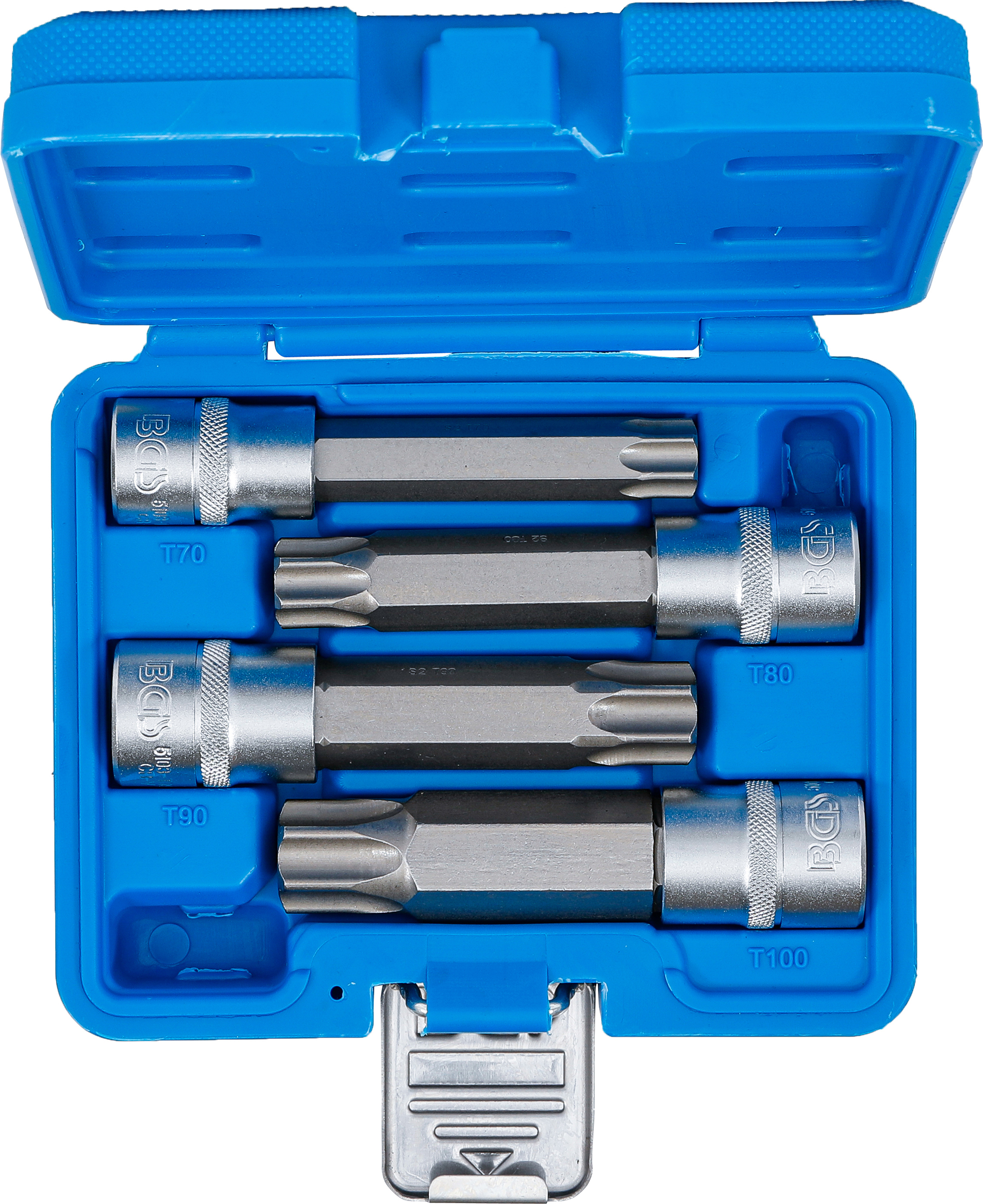 BGS Bit-Einsatz-Satz | Antrieb Innenvierkant 12,5 mm (1/2") | T-Profil (für Torx) mit Bohrung | 4-tlg.