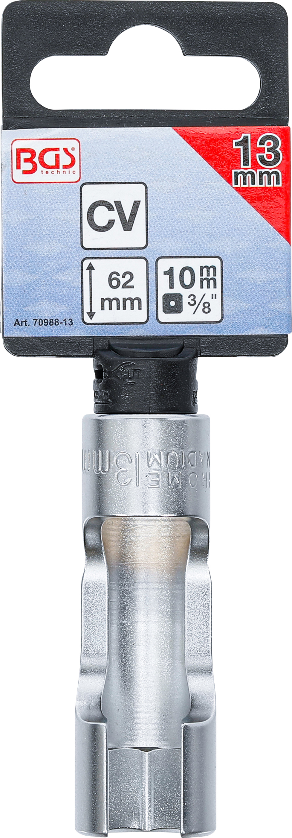 BGS Spezial-Steckschlüssel-Einsatz, geschlitzt | Antrieb Innenvierkant 10 mm (3/8") | SW 13 mm