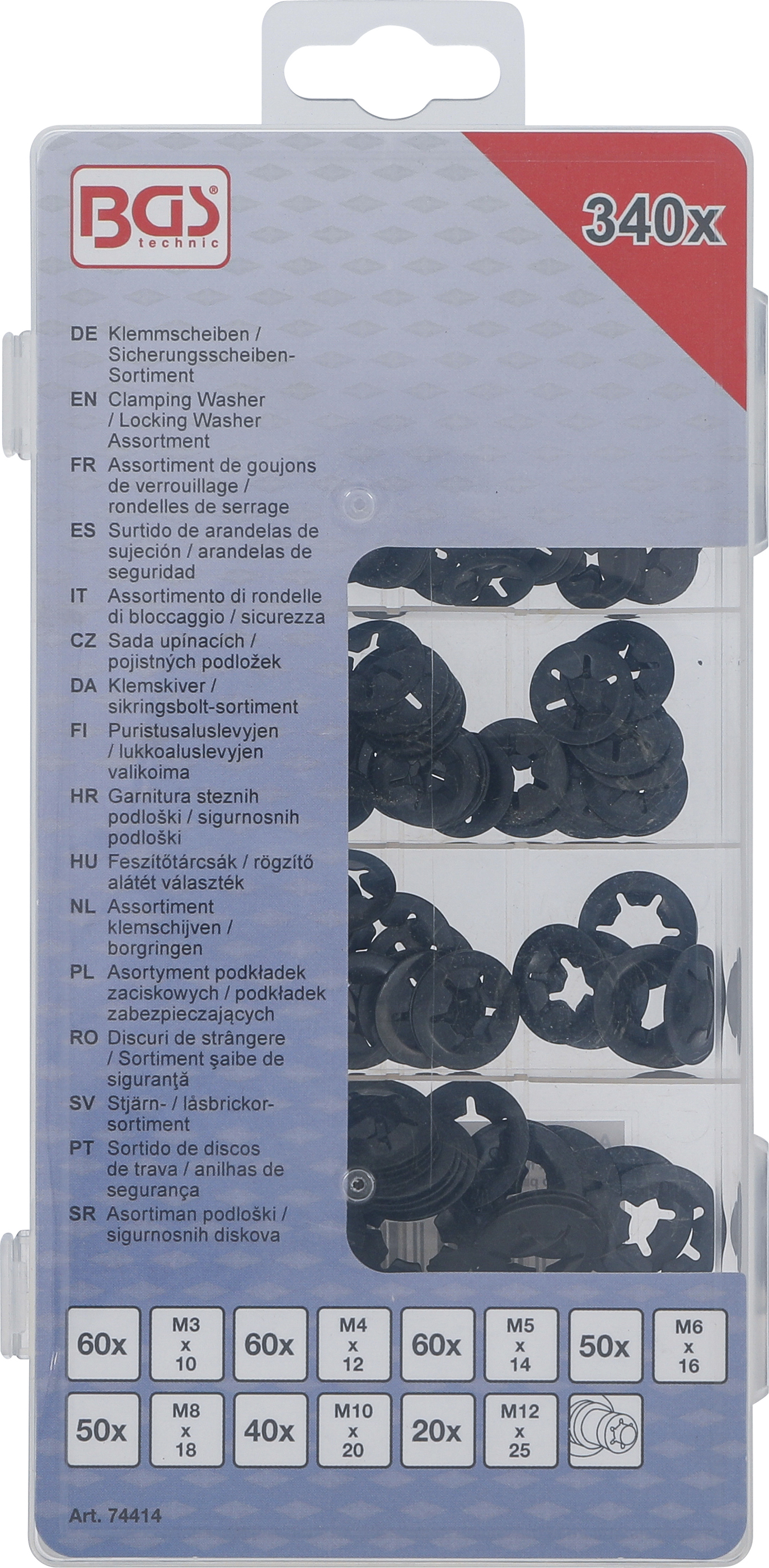 BGS Klemmscheiben / Sicherungsscheiben-Sortiment | M3 - M12 | 340 tlg.