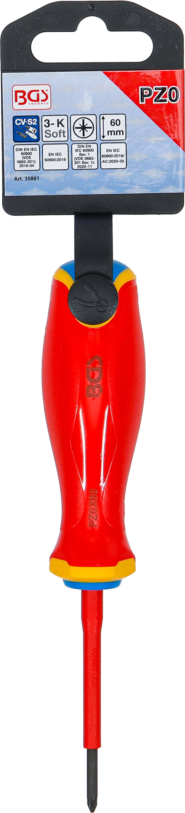 BGS VDE-Schraubendreher | extra dünne Spitze | Kreuzschlitz PZ0