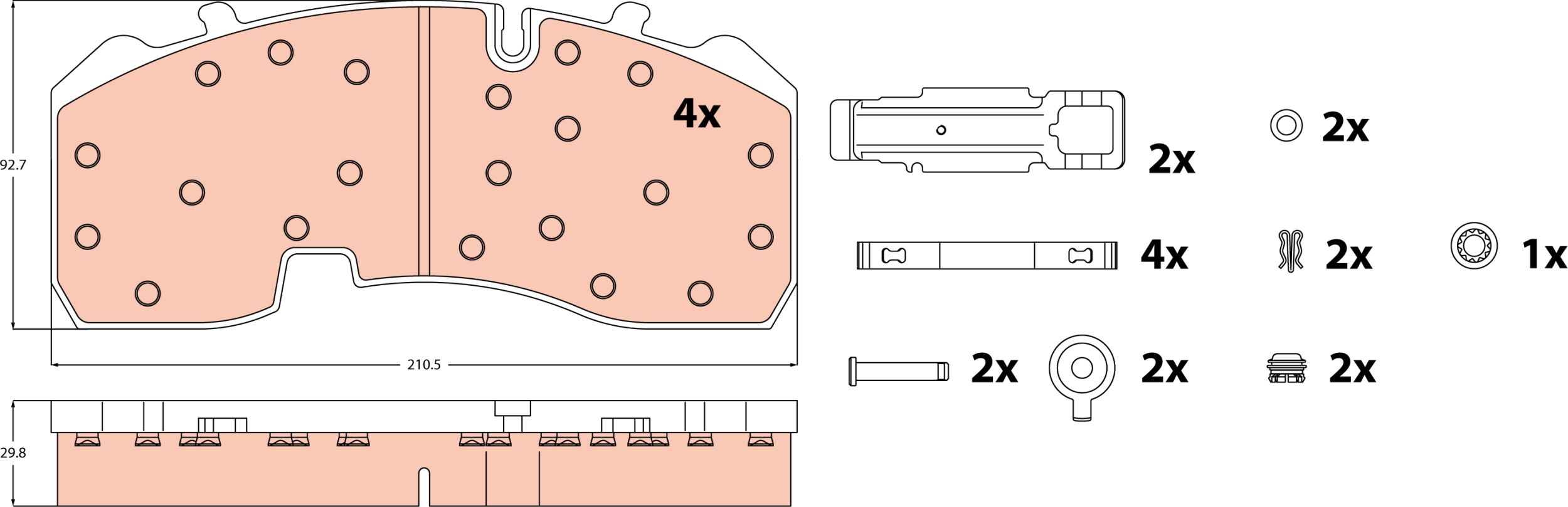 Bremsbelagsatz, Scheibenbremse