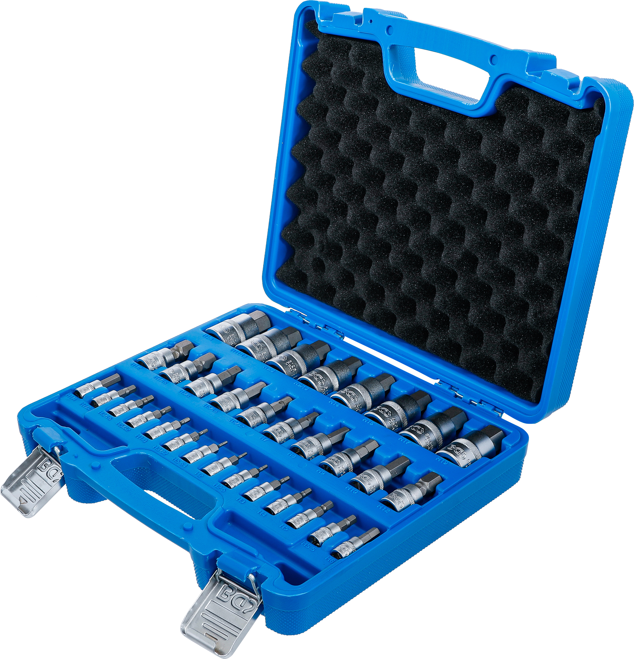 BGS Bit-Einsatz-Satz | Antrieb Innenvierkant 6,3 mm (1/4") / 10 mm (3/8") / 12,5 mm (1/2") | Innensechskant 2 - 19 mm / 1/4 - 9/16" | Metrisch und Zollgrößen | 32-tlg.