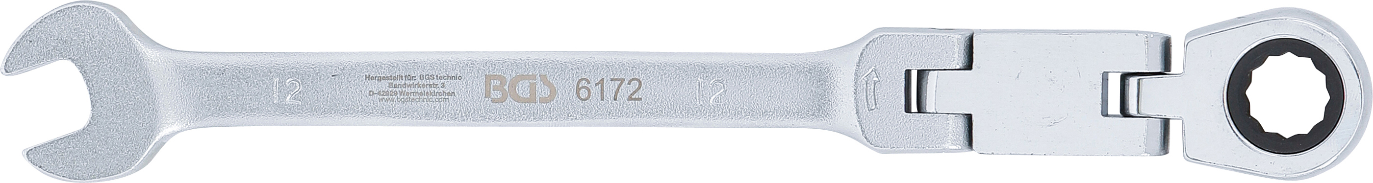 BGS Doppelgelenk-Ratschenring-Maulschlüssel | abwinkelbar | SW 12 mm