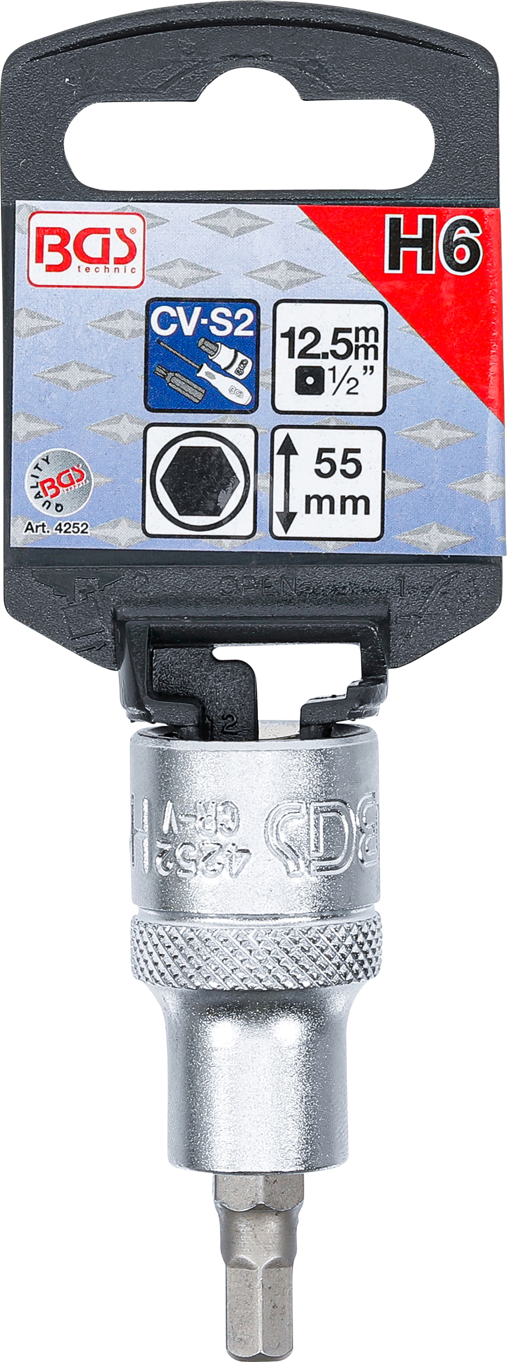 BGS Bit-Einsatz | Antrieb Innenvierkant 12,5 mm (1/2") | Innensechskant 6 mm