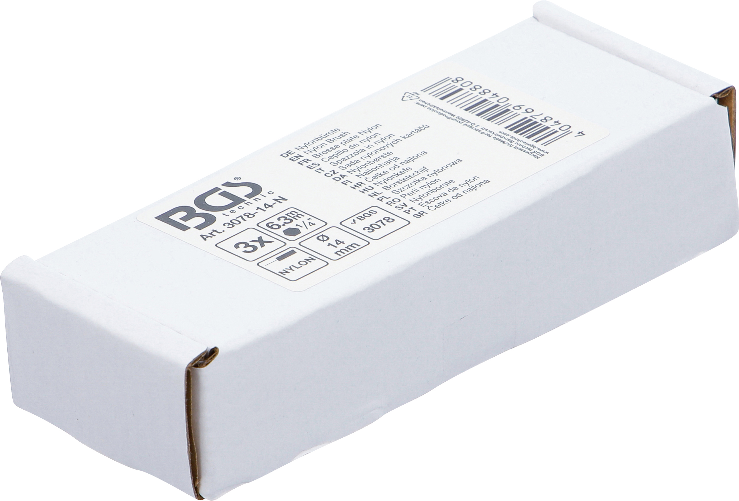 BGS Nylonbürste | 14 mm | Antrieb Außensechskant 6,3 mm (1/4") | 3-tlg.