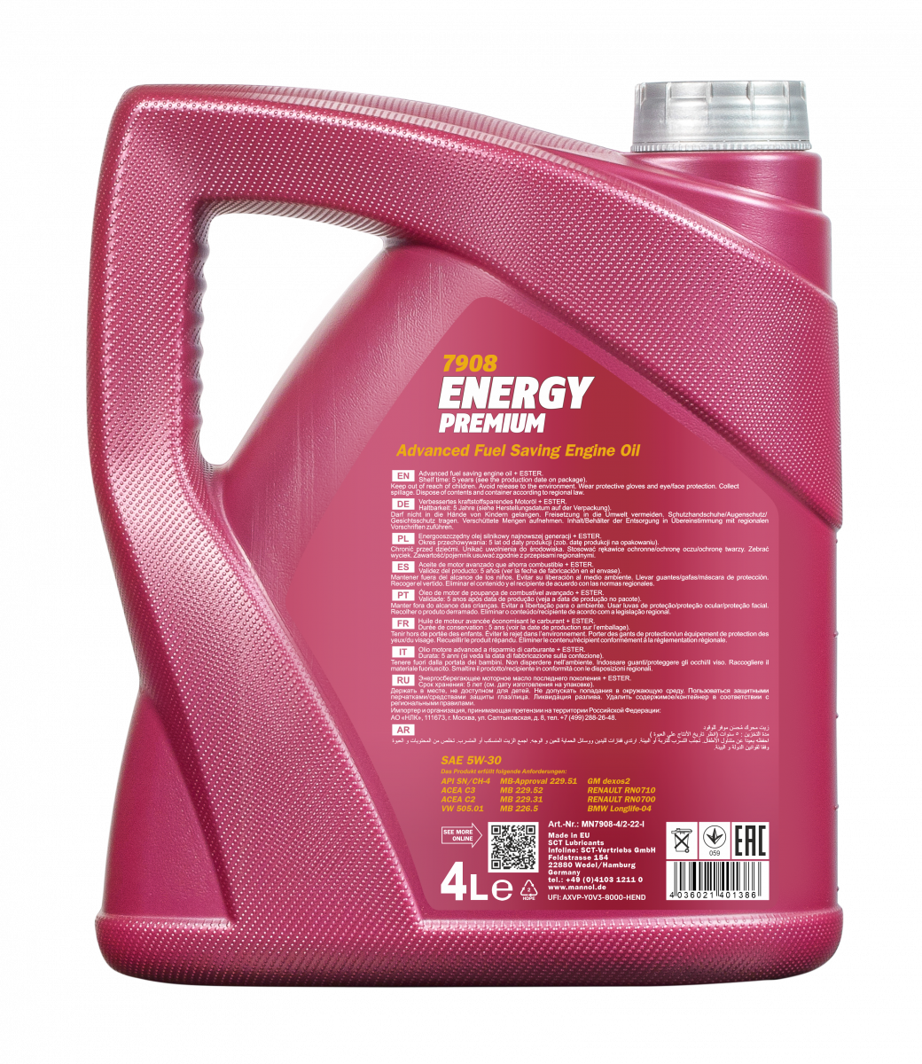 5W-30 Mannol 7908 Energy Premium Motoröl 4 Liter