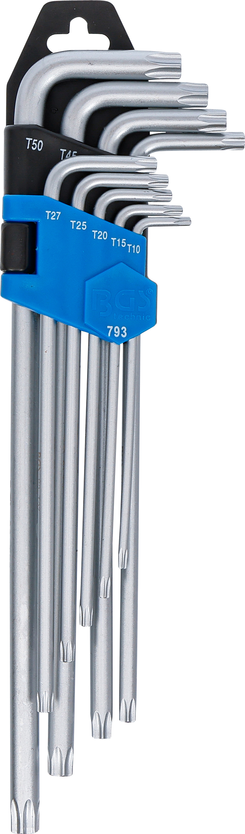 BGS Winkelschlüssel-Satz | extra lang | T-Profil (für Torx) T10 - T50 | 9-tlg.