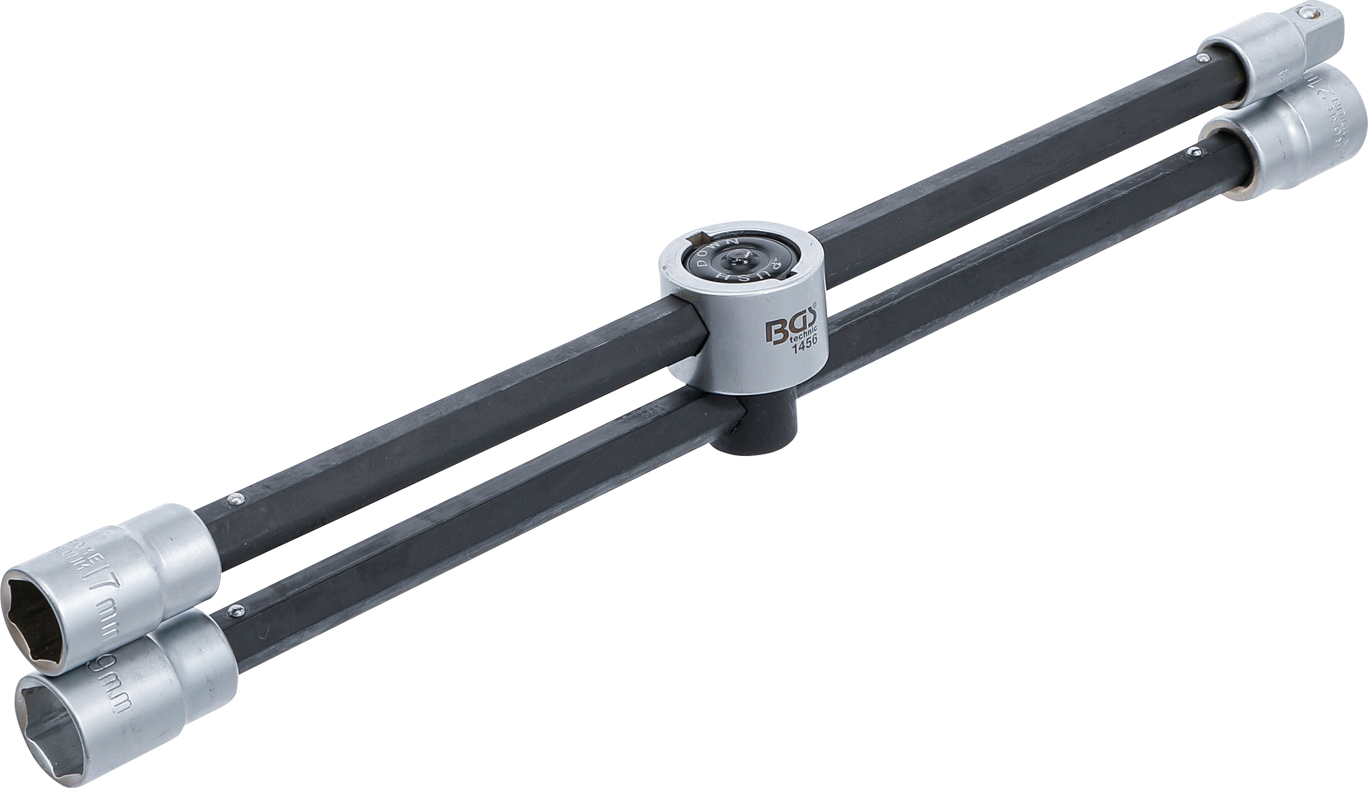 BGS Rad-Kreuzschlüssel mit Gelenk | für Pkw  | Vierkant | SW 17 x 19 x 21 x 12,5 mm (1/2")