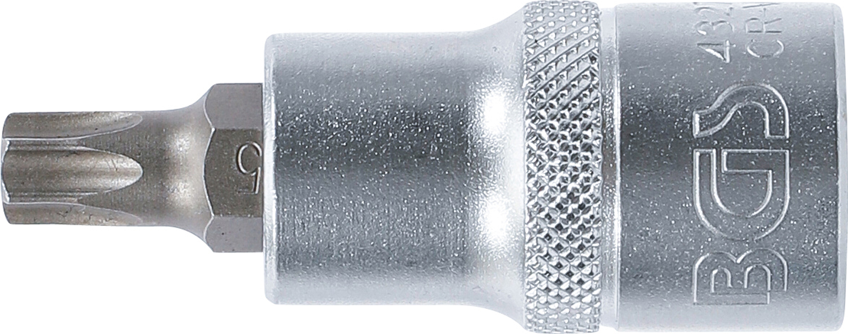 BGS Bit-Einsatz | Antrieb Innenvierkant 12,5 mm (1/2") | T-Profil (für Torx) mit Bohrung T45