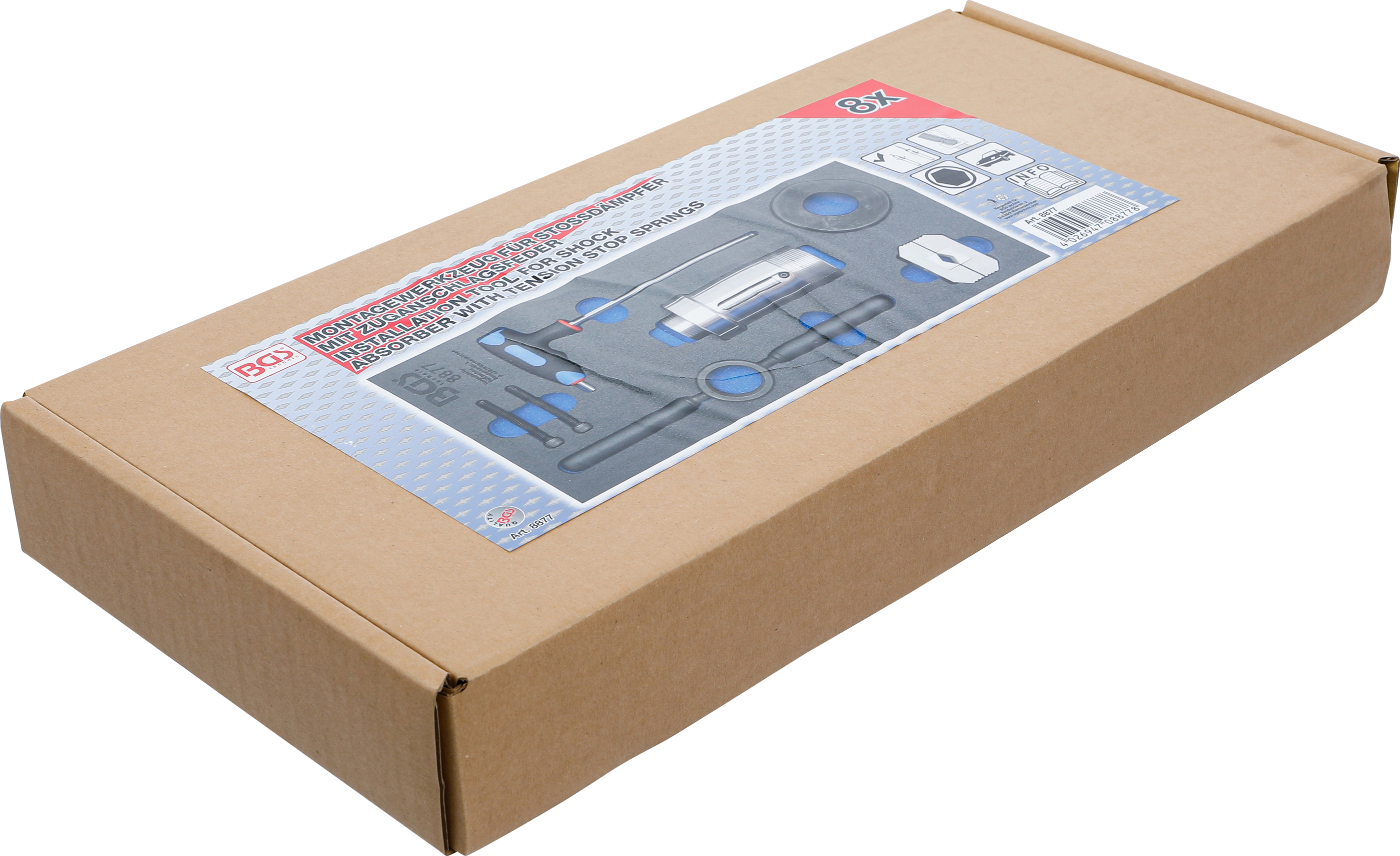 BGS Stoßdämpfer-Werkzeug-Satz | für Stoßdämpfer mit Zuganschlagsfeder | 8-tlg.