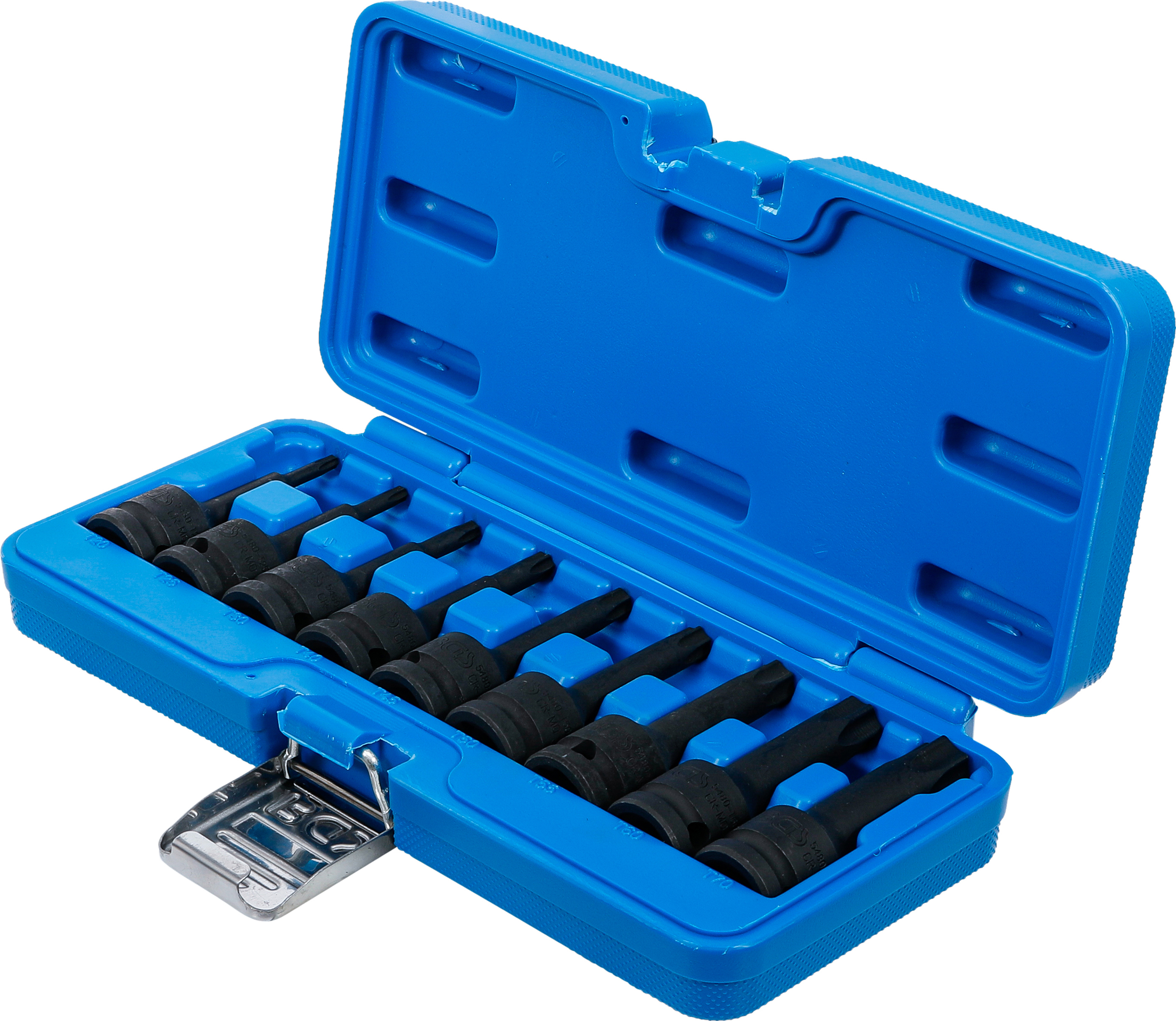 BGS Kraft-Bit-Einsatz-Satz | Antrieb Innenvierkant 12,5 mm (1/2") | T-Profil (für Torx) T20 - T70 | 9-tlg.