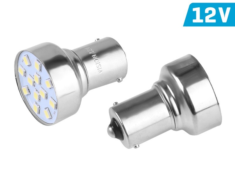 Vision LED Lampe 12V P21W BA15S 12x 2835 SMD Weiss