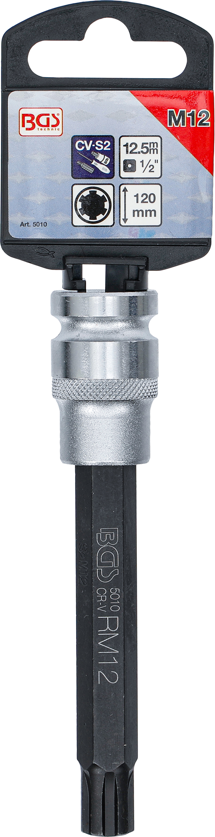BGS Bit-Einsatz | Länge 120 mm | Antrieb Innenvierkant 12,5 mm (1/2") | Keil-Profil (für RIBE) M12