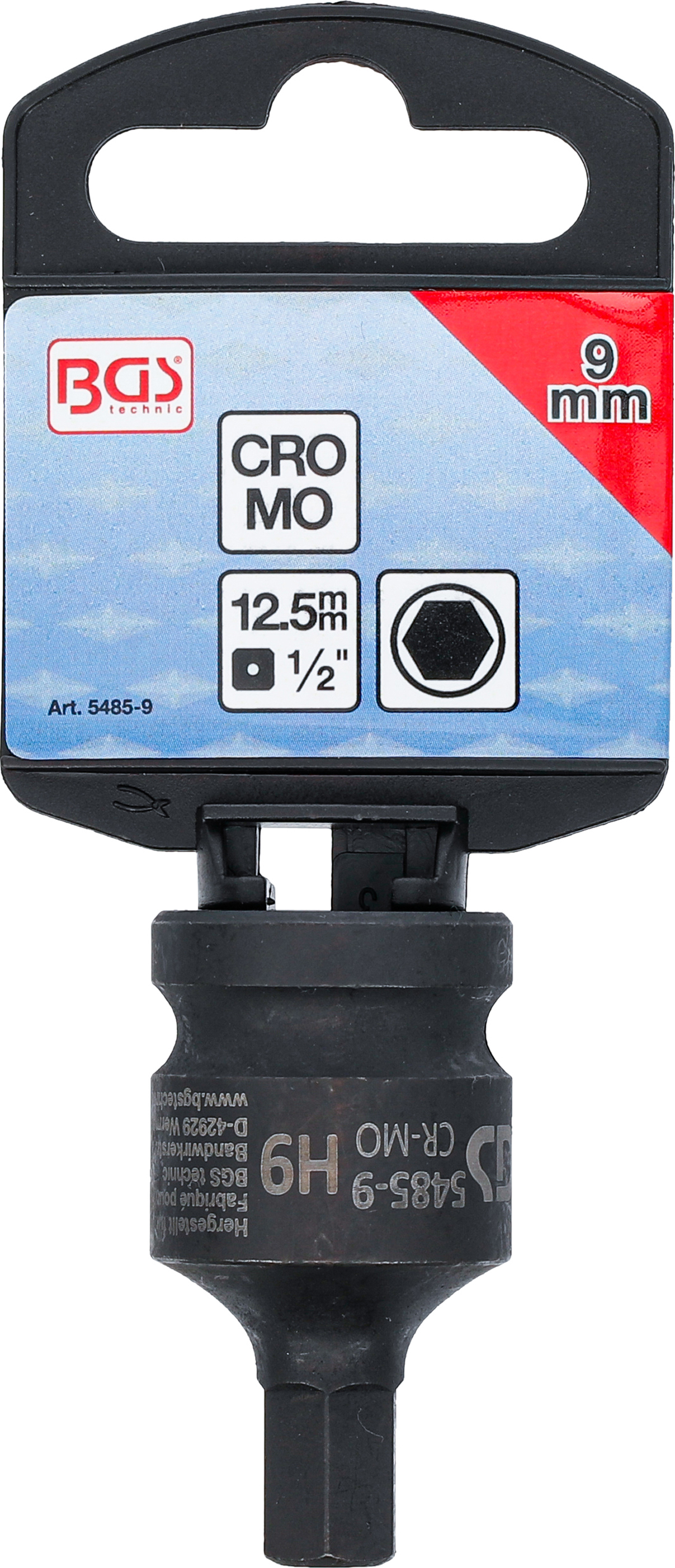 BGS Kraft-Bit-Einsatz | Länge 42 mm | Antrieb Innenvierkant 12,5 mm (1/2") | Innensechskant 9 mm