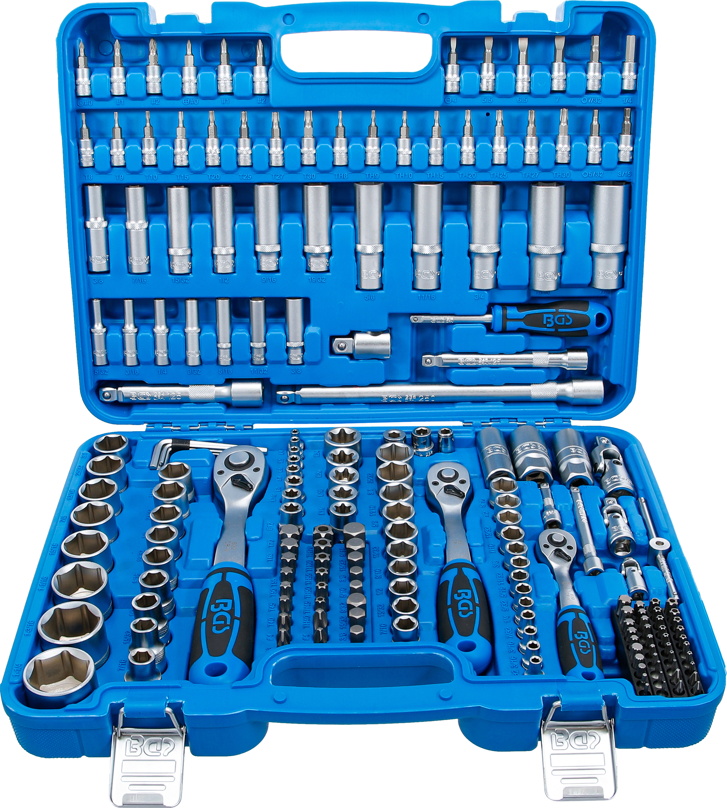 BGS Steckschlüssel-Satz Sechskant | Antrieb 6,3 mm (1/4") / 10 mm (3/8") / 12,5 mm (1/2") | Zollgrößen | 192-tlg.