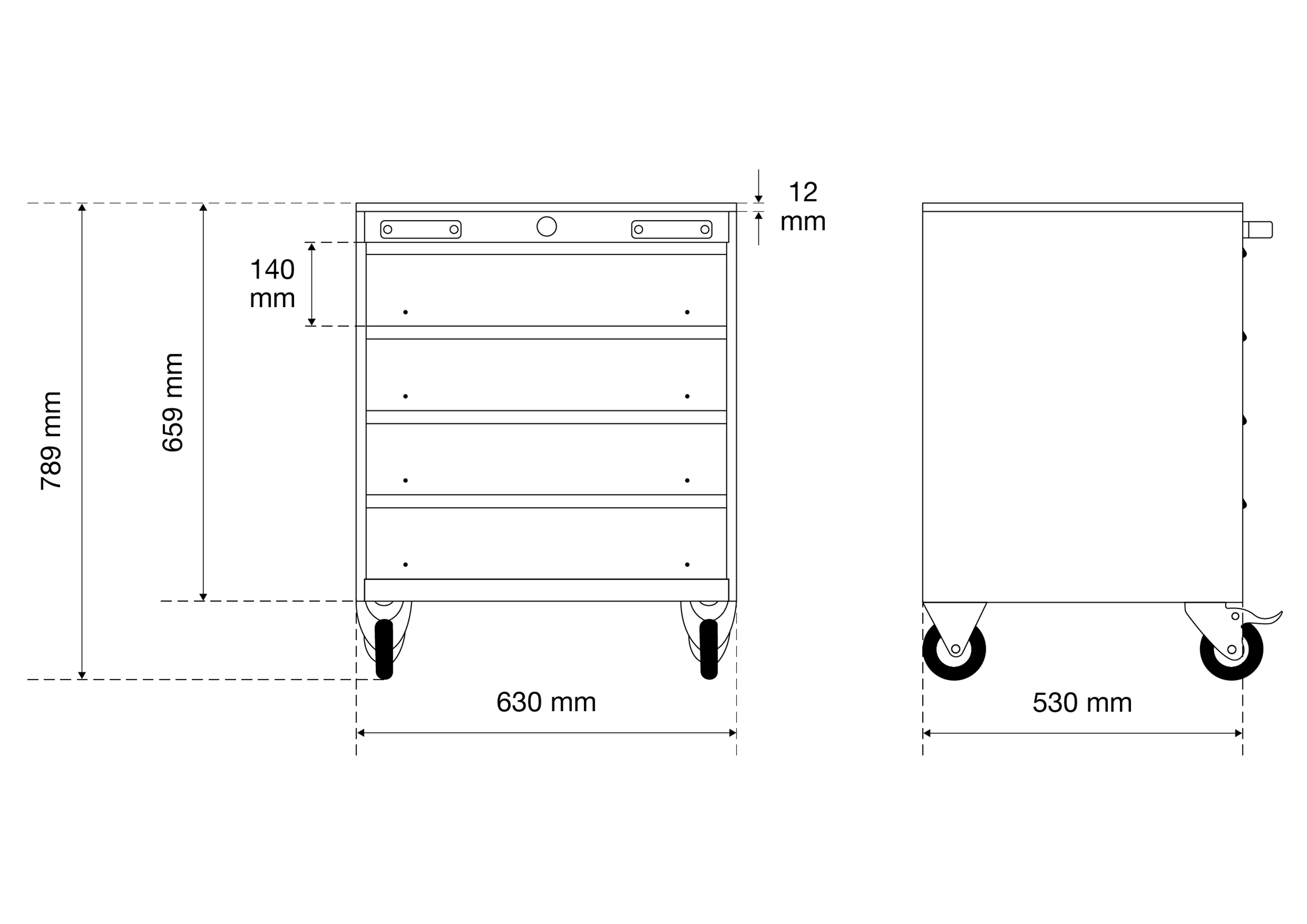 BGS Werkstattwagen | 4 Schubladen | leer | für Schrankwand-System