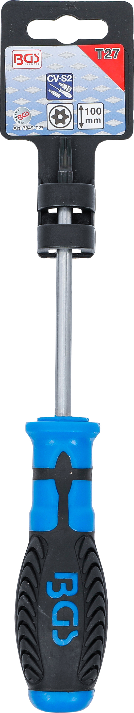 BGS Schraubendreher | T-Profil (für Torx) mit Bohrung T27 | Klingenlänge 100 mm