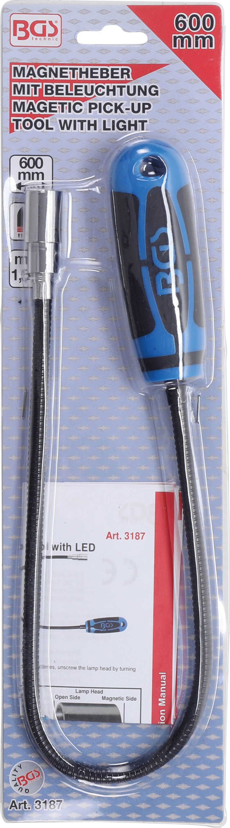 BGS Magnetheber mit LED | 600 mm | Zugkraft 1,5 kg