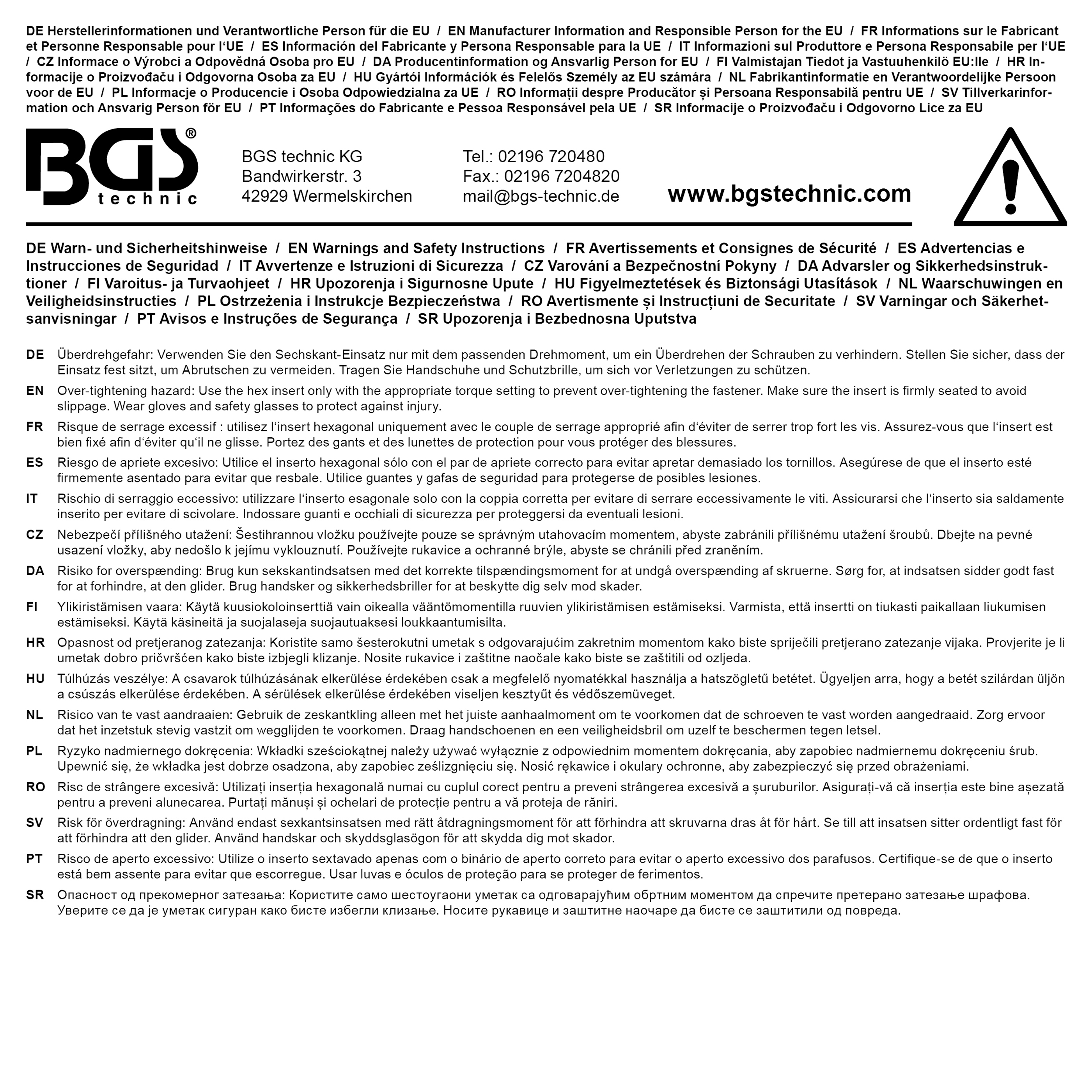 BGS Steckschlüssel-Einsatz Sechskant | Antrieb Innenvierkant 6,3 mm (1/4") | SW 13 mm