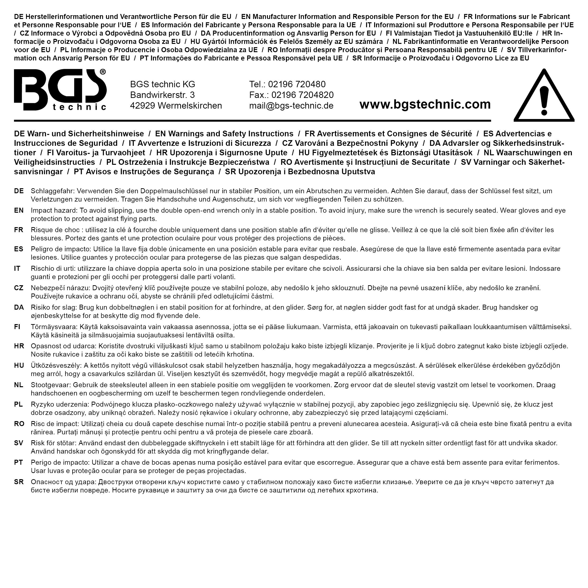 BGS Doppel-Maulschlüssel | SW 8 x 9 mm BGS Doppel-Maulschlüssel | SW 8 x 9 mm
