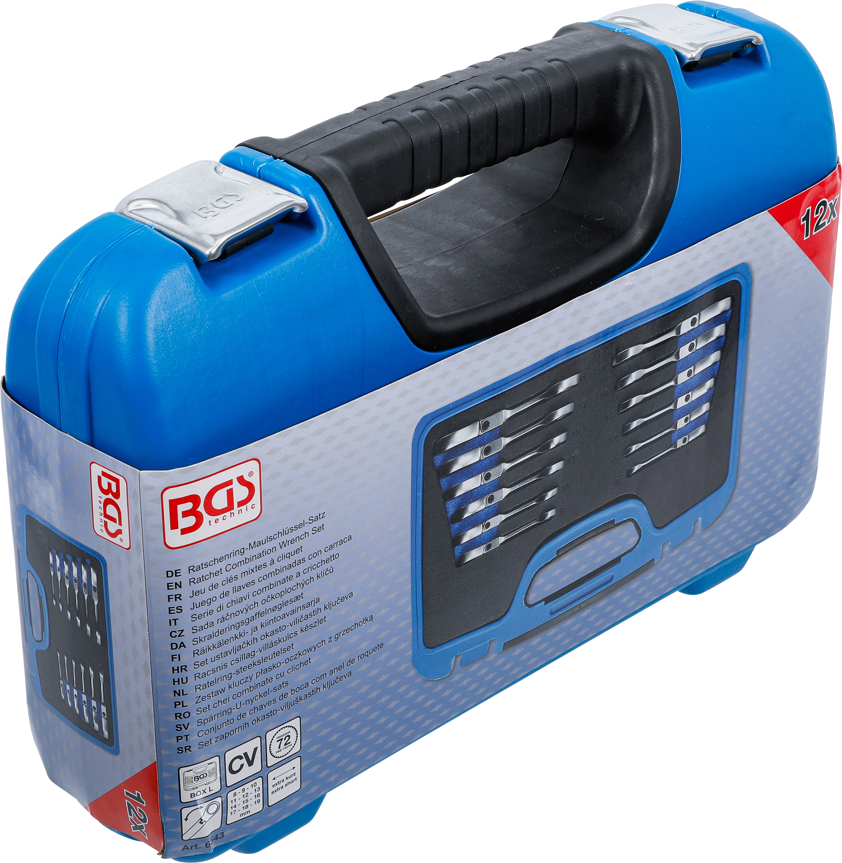 BGS Ratschenring-Maulschlüssel-Satz | kurz | abwinkelbar | SW 8 - 19 mm | 12-tlg.