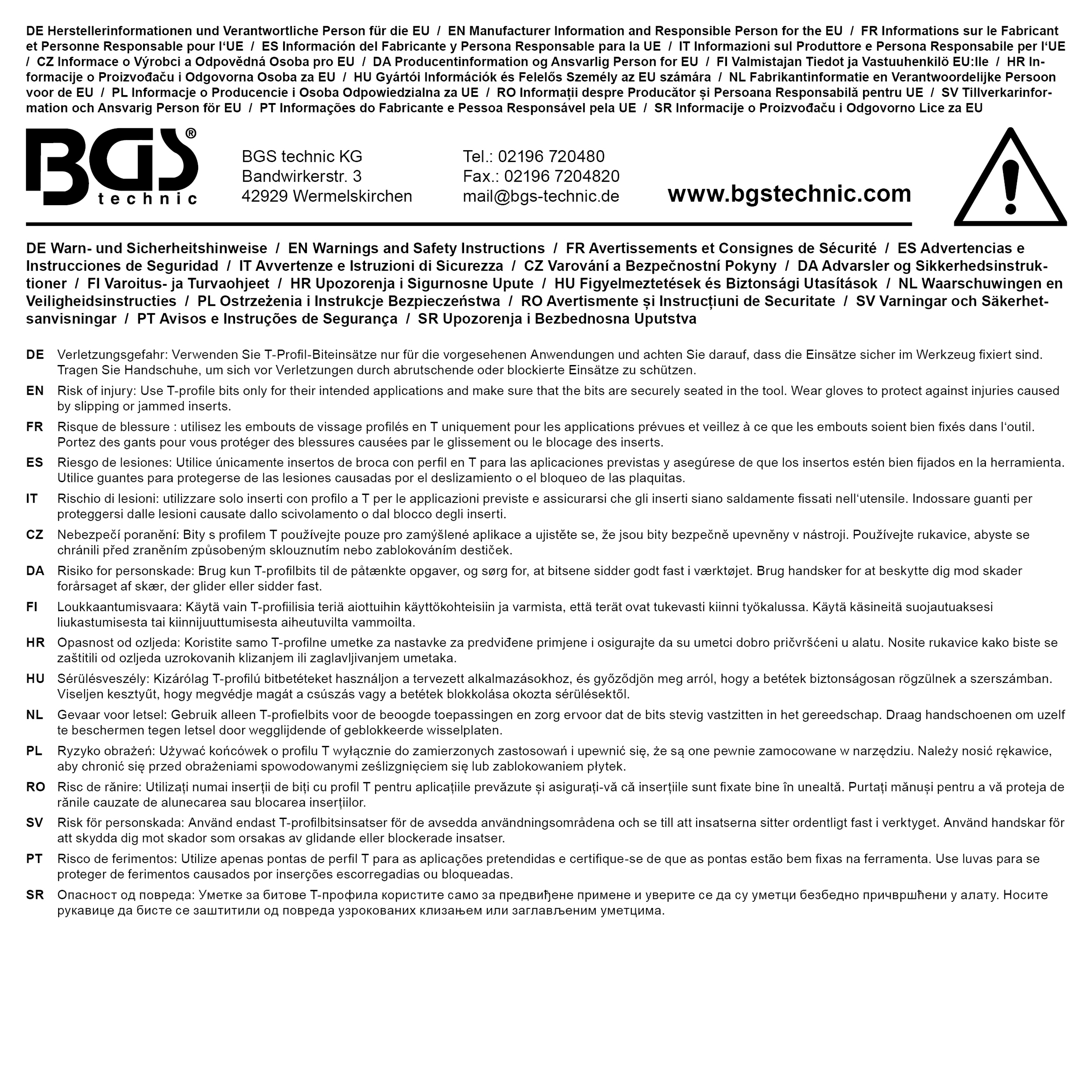BGS Bit-Einsatz-Satz | Antrieb Innenvierkant 6,3 mm (1/4") | T-Profil (für Torx) mit Bohrung T10 - T50 | 9-tlg.