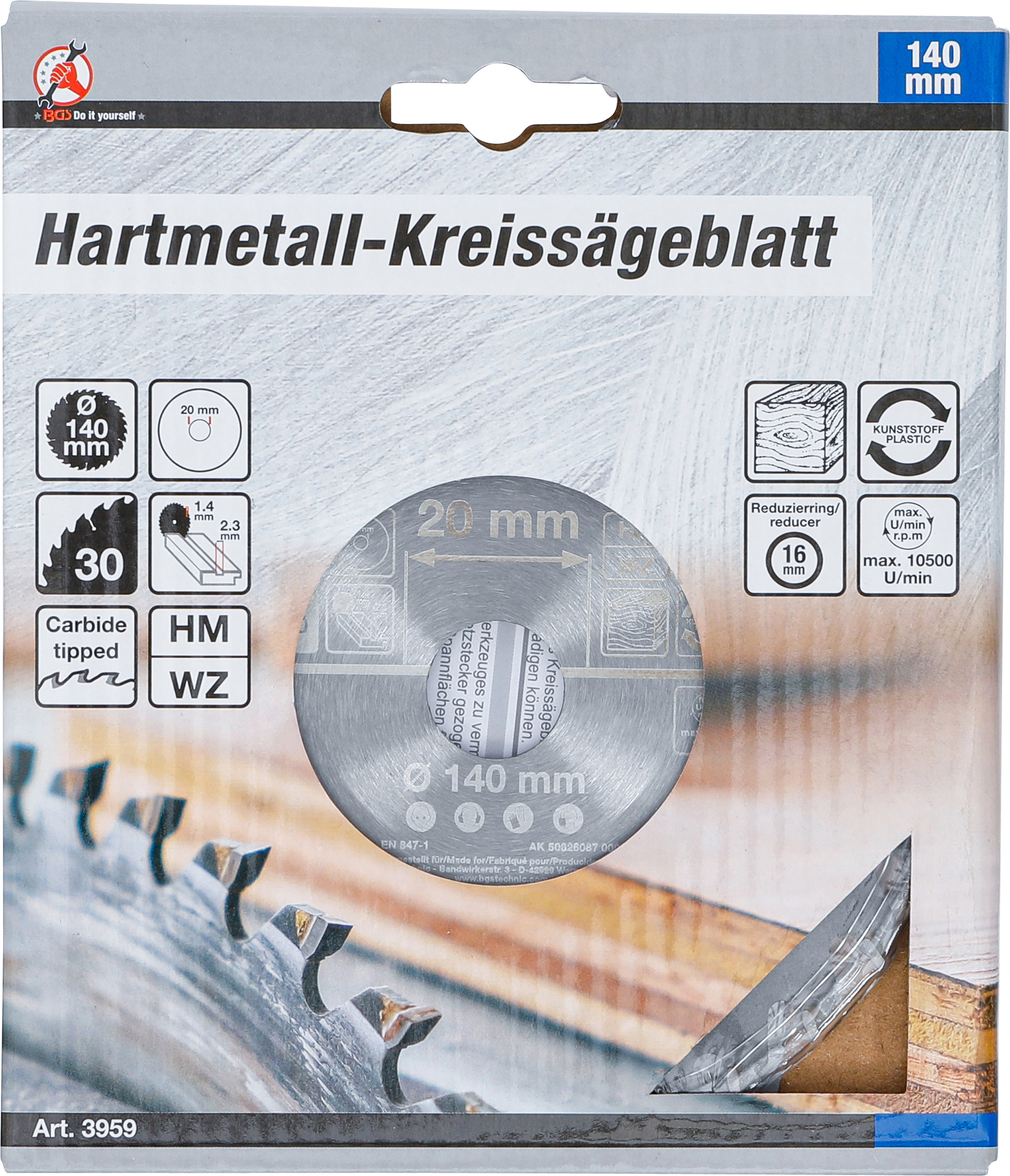 BGS Hartmetall-Kreissägeblatt | Ø 140 x 20 x 2,3 mm | 30 Zähne