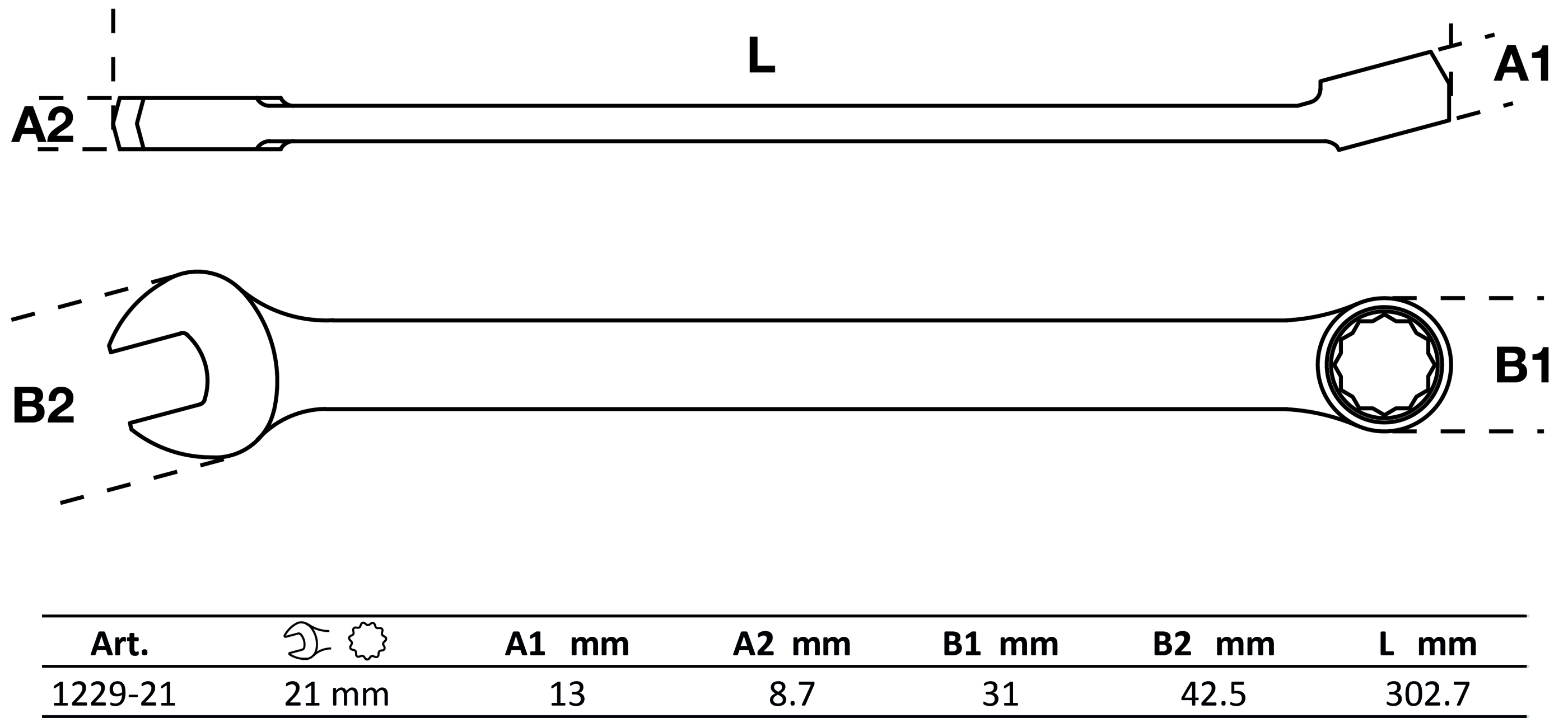 BGS Maul-Ringschlüssel | extra lang | SW 21 mm